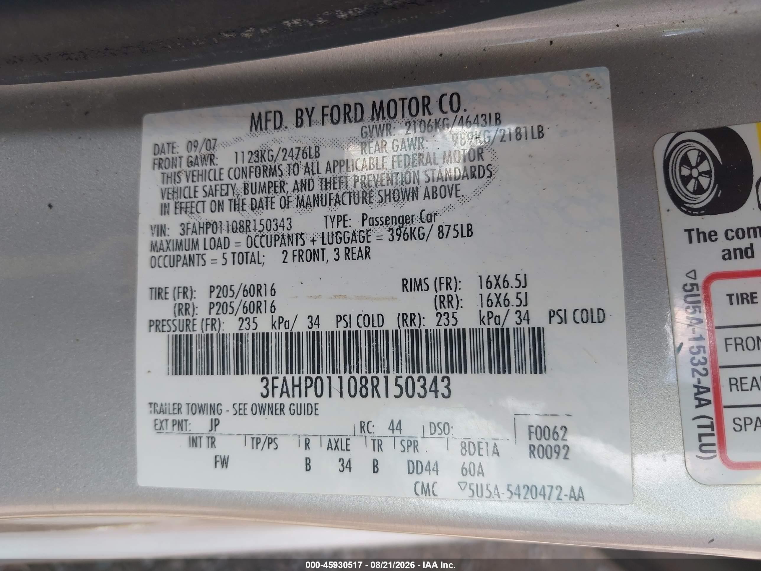2008 Ford Fusion Se Silver vin: 3FAHP01108R150343