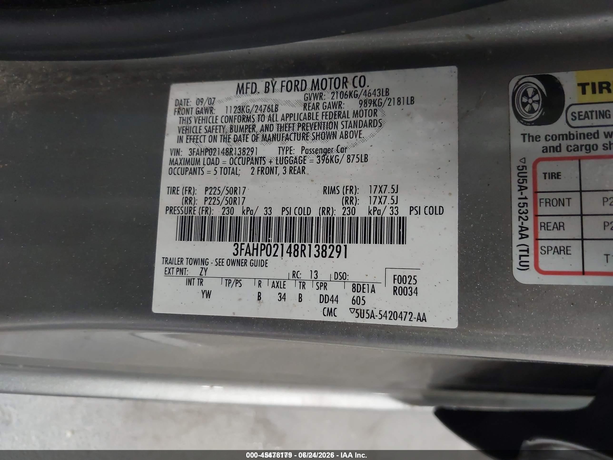 2008 Ford Fusion Sel Gray vin: 3FAHP02148R138291