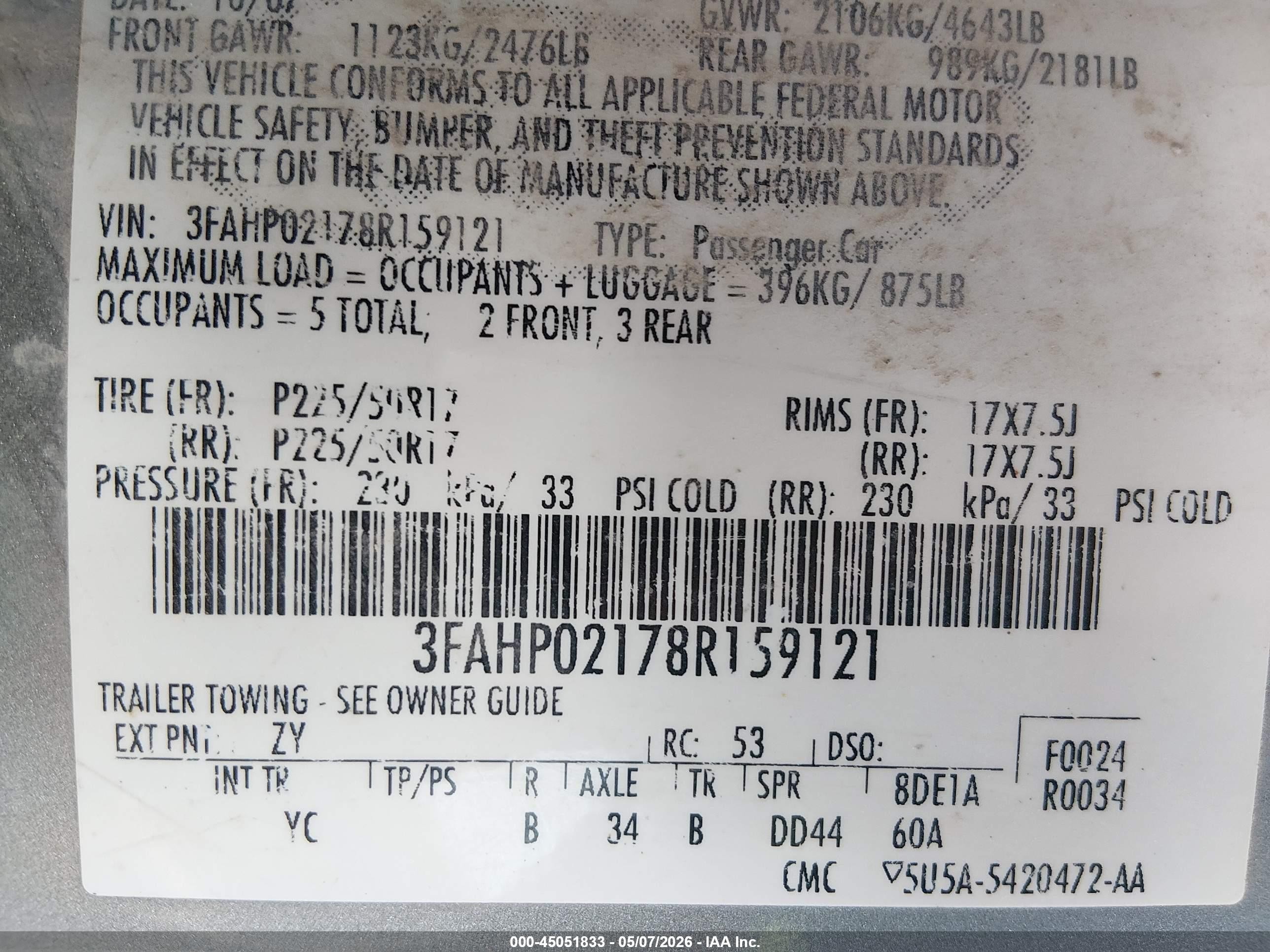2008 Ford Fusion Sel Gray vin: 3FAHP02178R159121