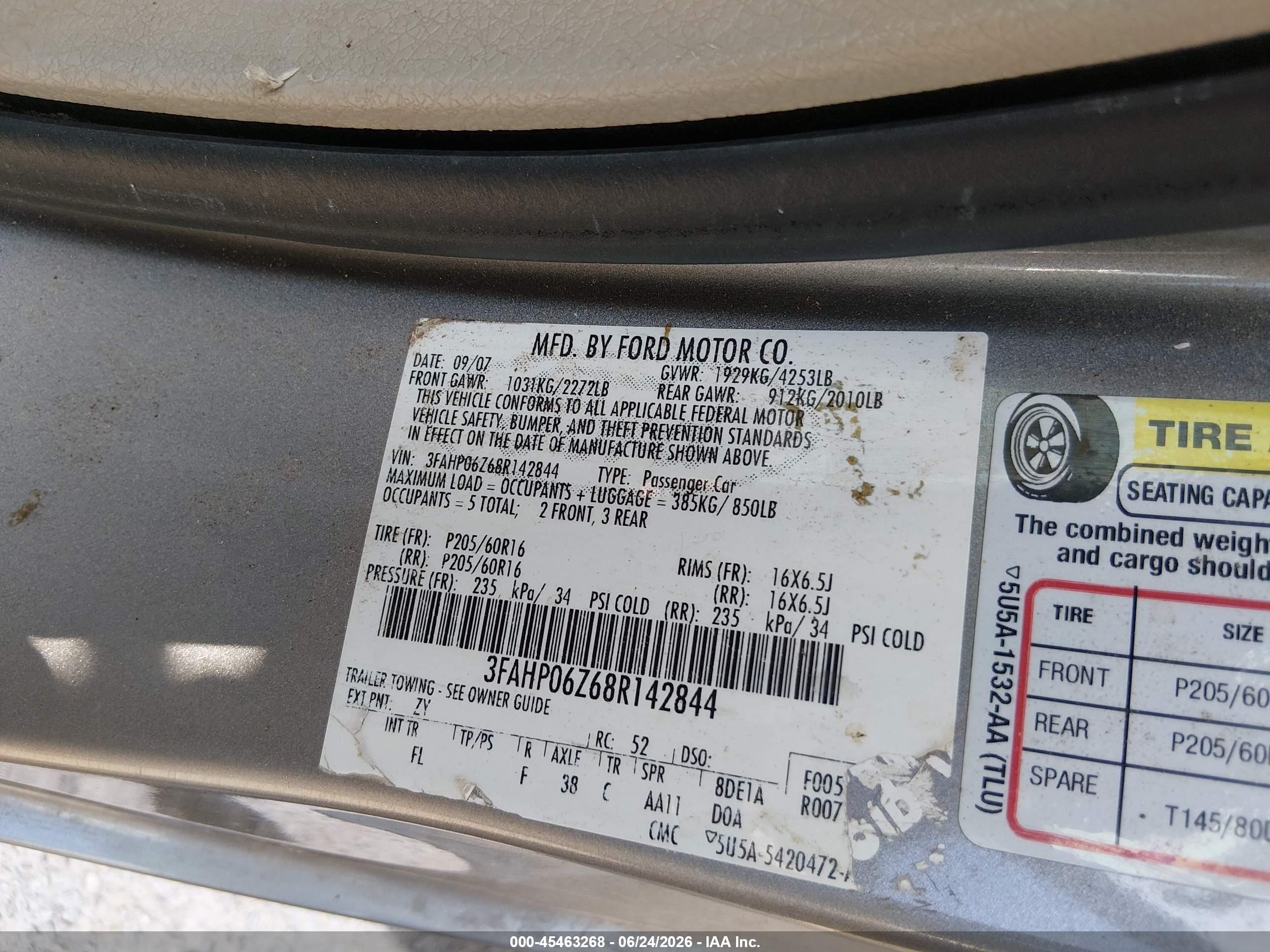2008 Ford Fusion S Gray vin: 3FAHP06Z68R142844
