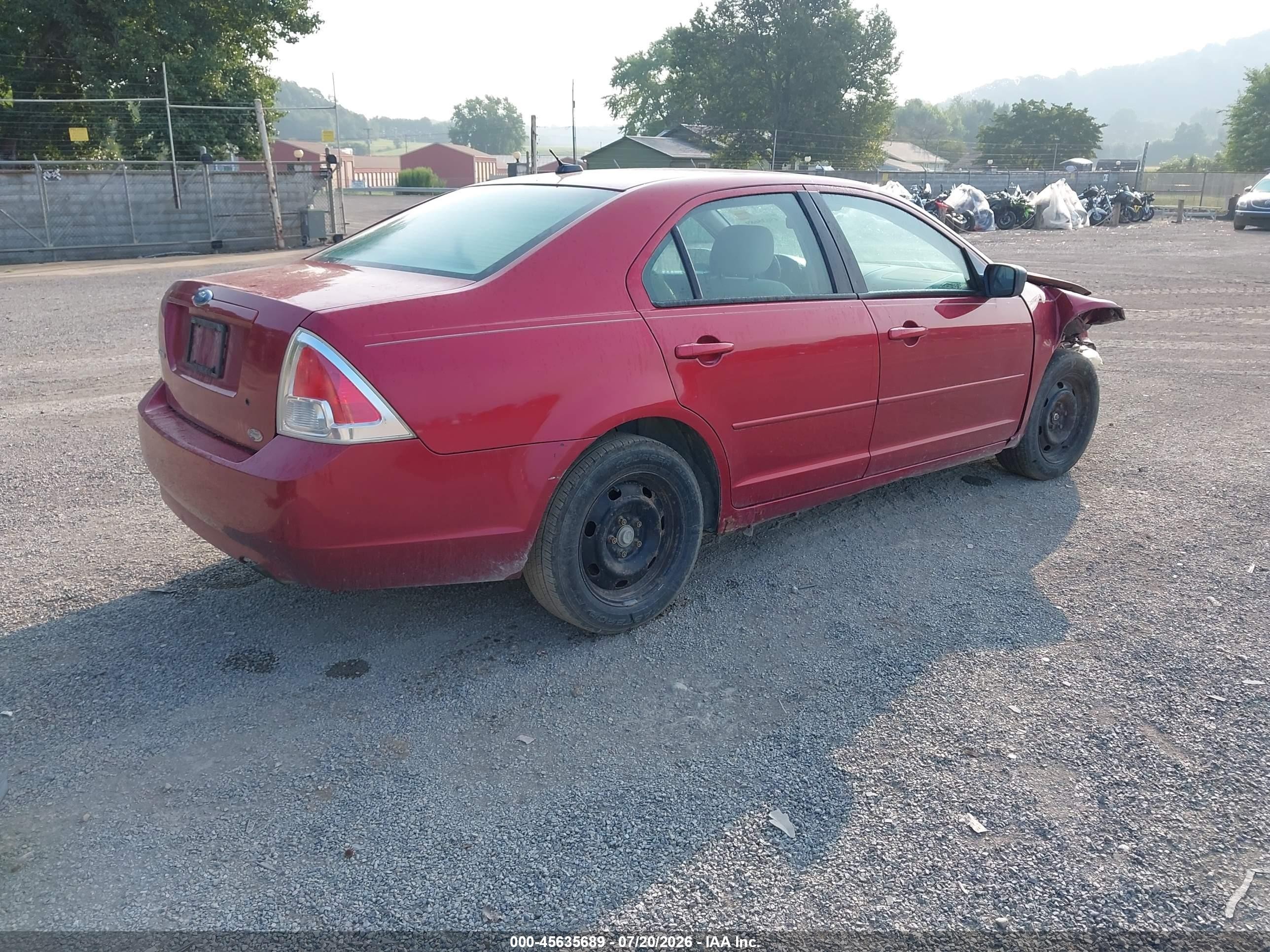 2007 Ford Fusion S Red vin: 3FAHP06Z77R183823