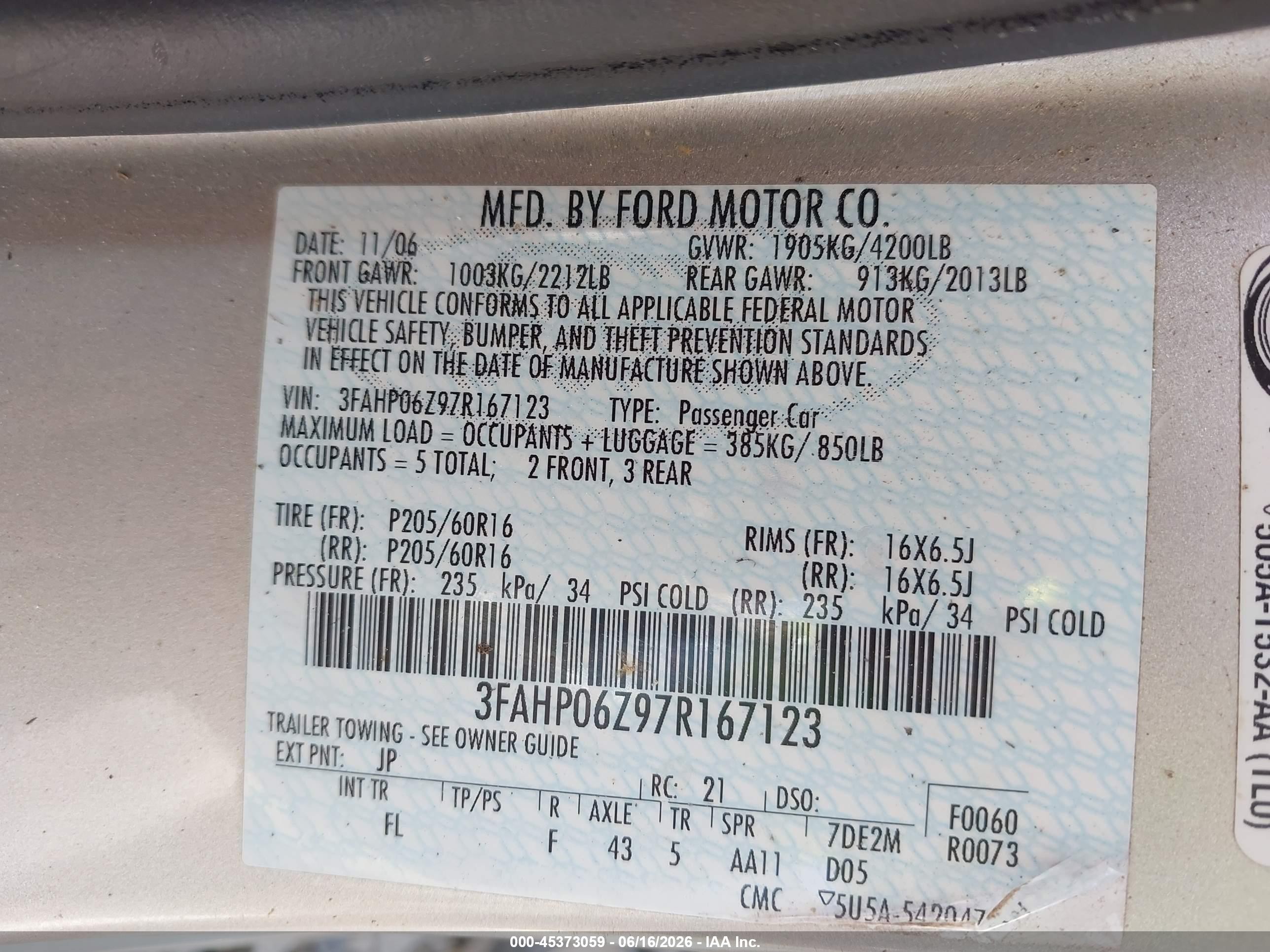 2007 Ford Fusion S Silver vin: 3FAHP06Z97R167123