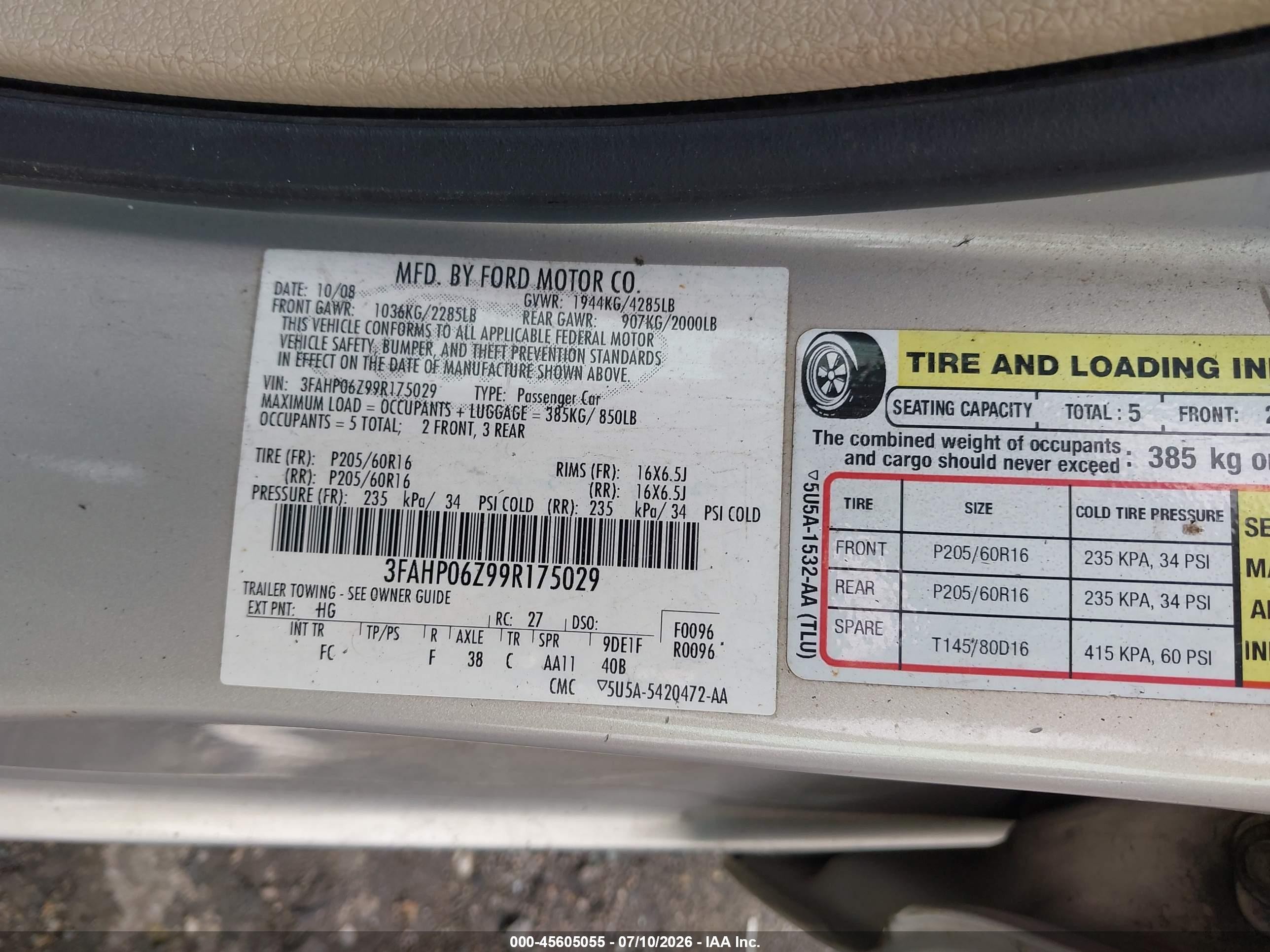 2009 Ford Fusion S Silver vin: 3FAHP06Z99R175029