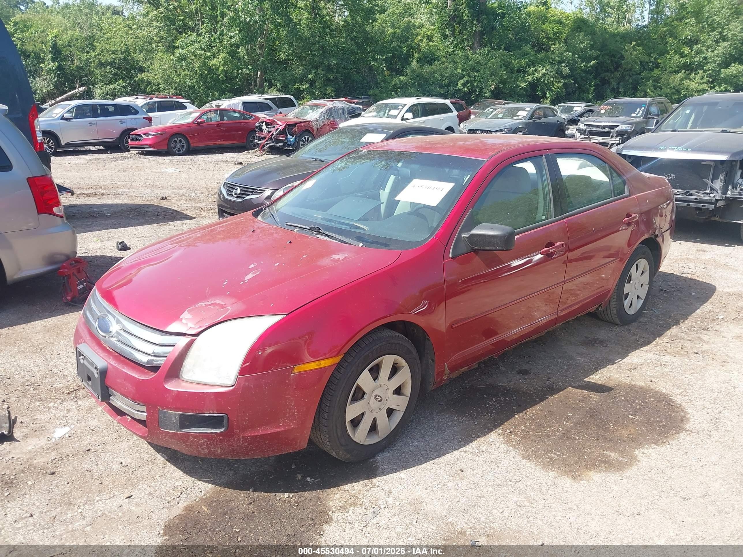 2007 Ford Fusion S Red vin: 3FAHP06ZX7R260197