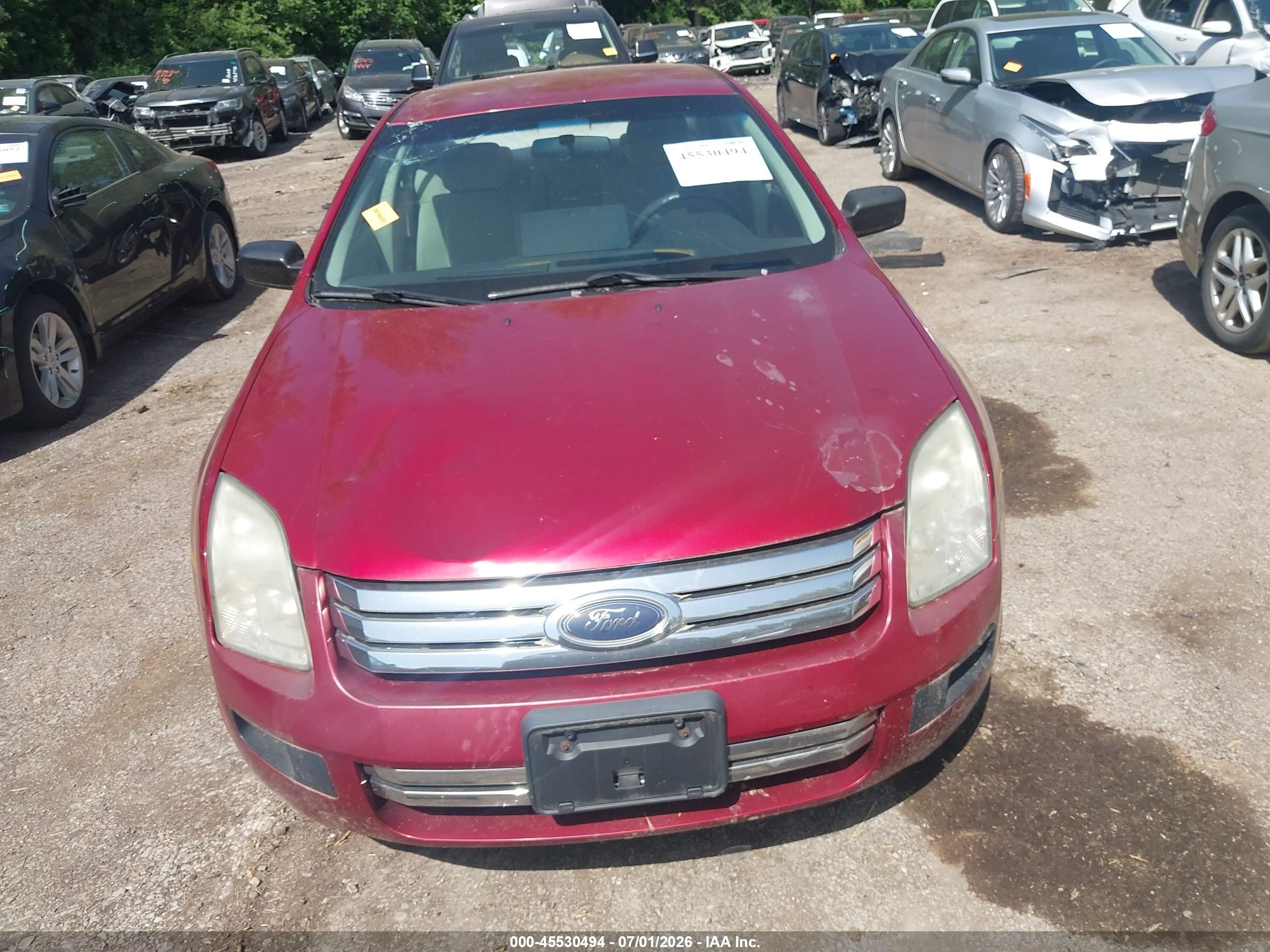 2007 Ford Fusion S Red vin: 3FAHP06ZX7R260197