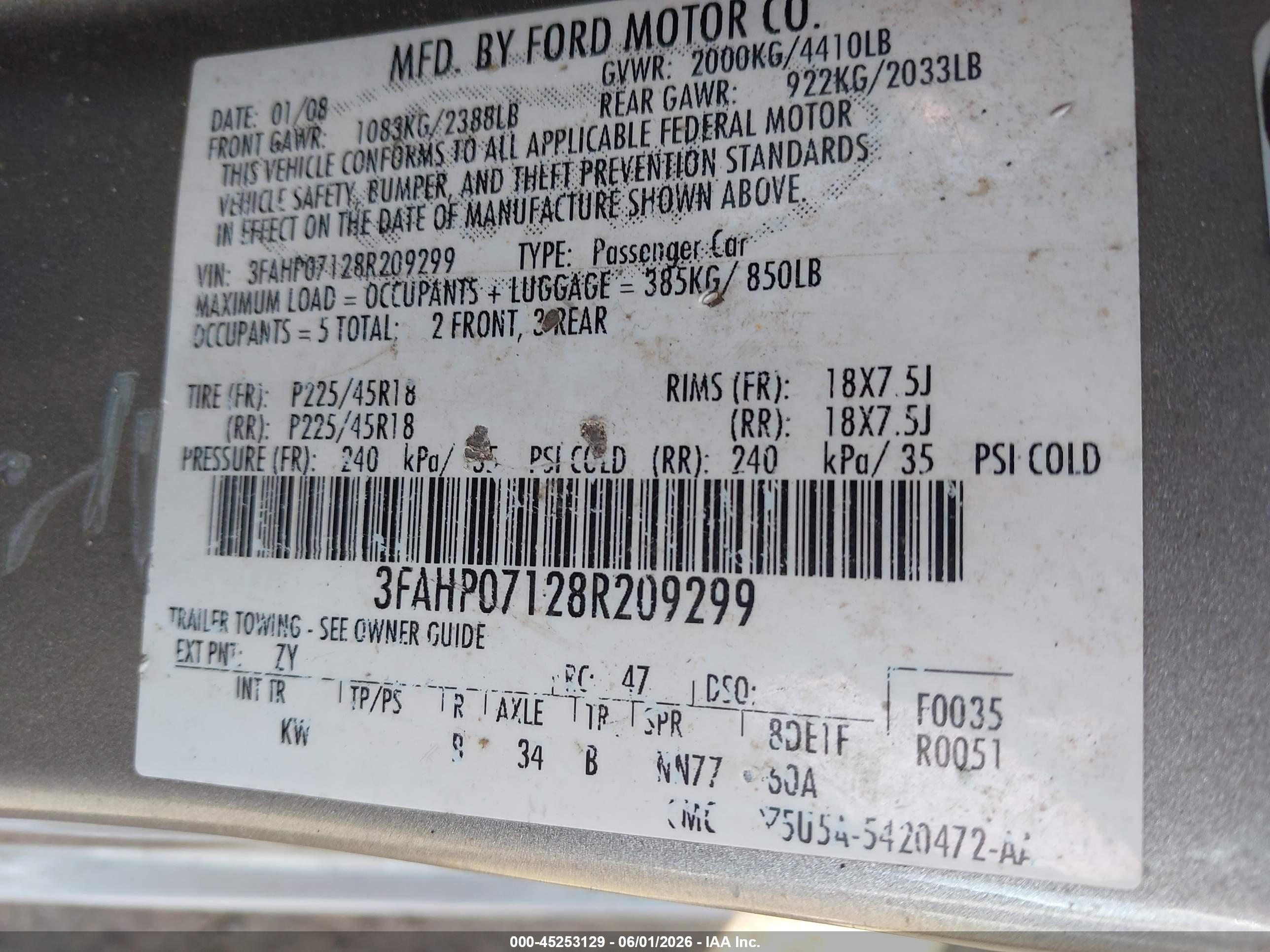 2008 Ford Fusion Se Silver vin: 3FAHP07128R209299