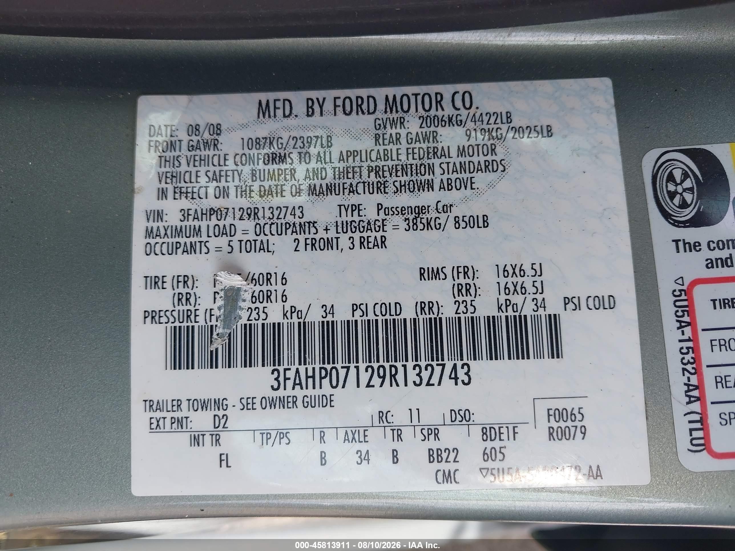 2009 Ford Fusion Se Green vin: 3FAHP07129R132743