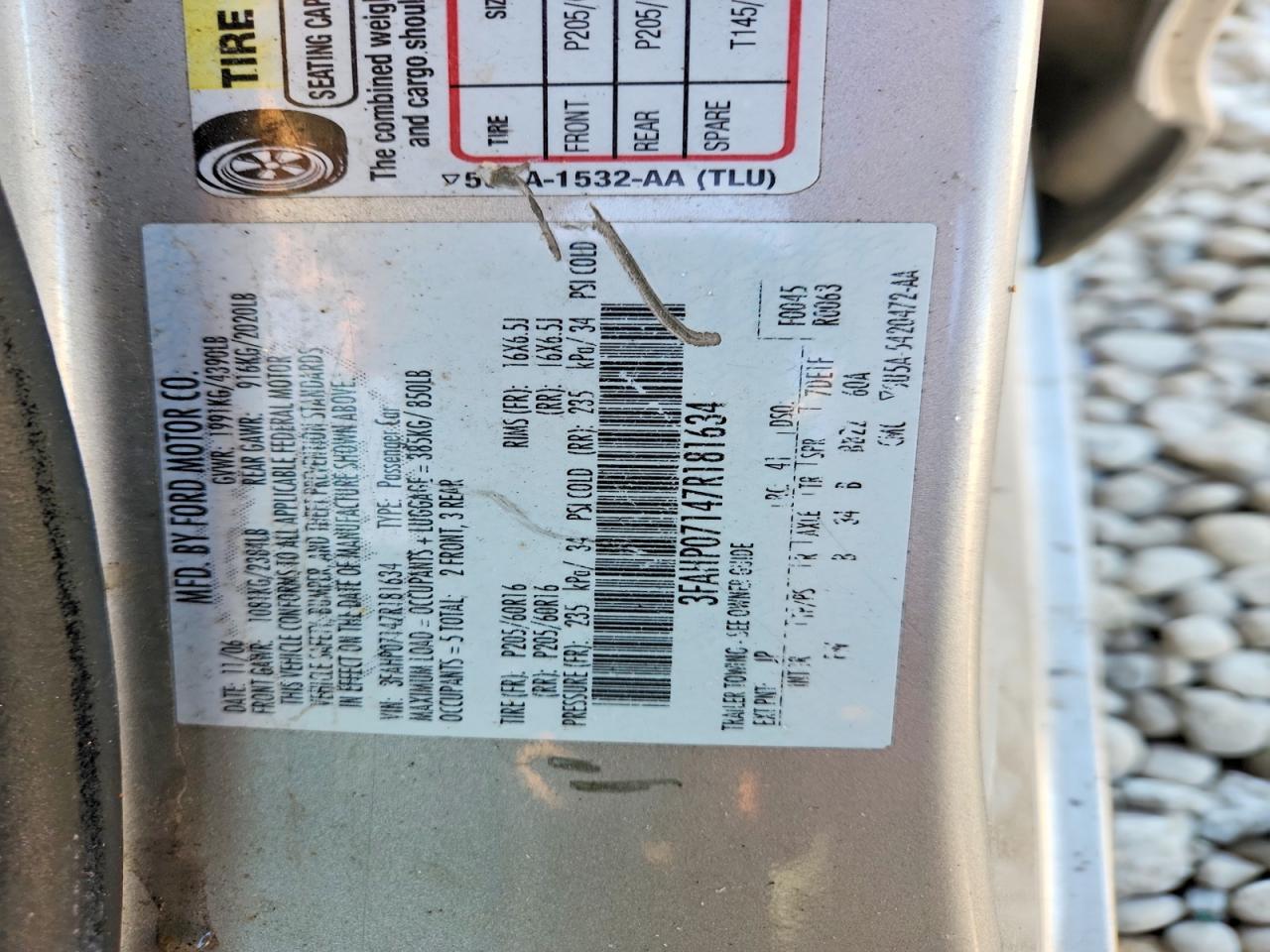 2007 Ford Fusion Se Silver vin: 3FAHP07147R181634