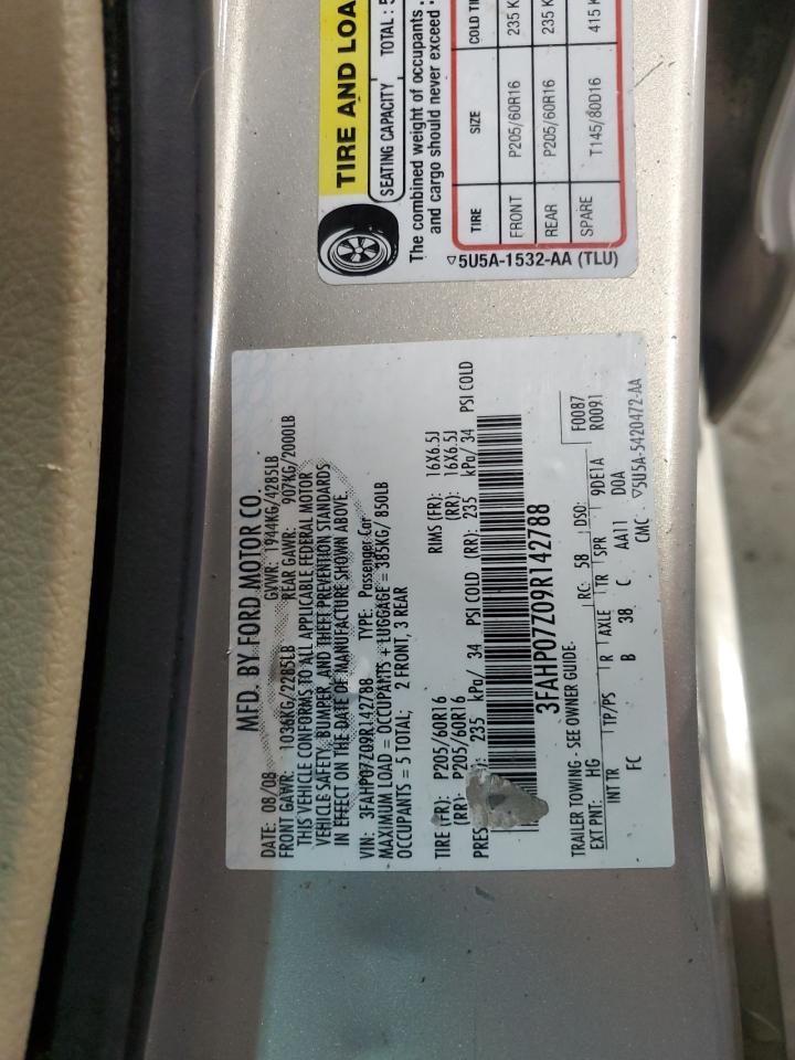 2009 Ford Fusion Se Silver vin: 3FAHP07Z09R142788