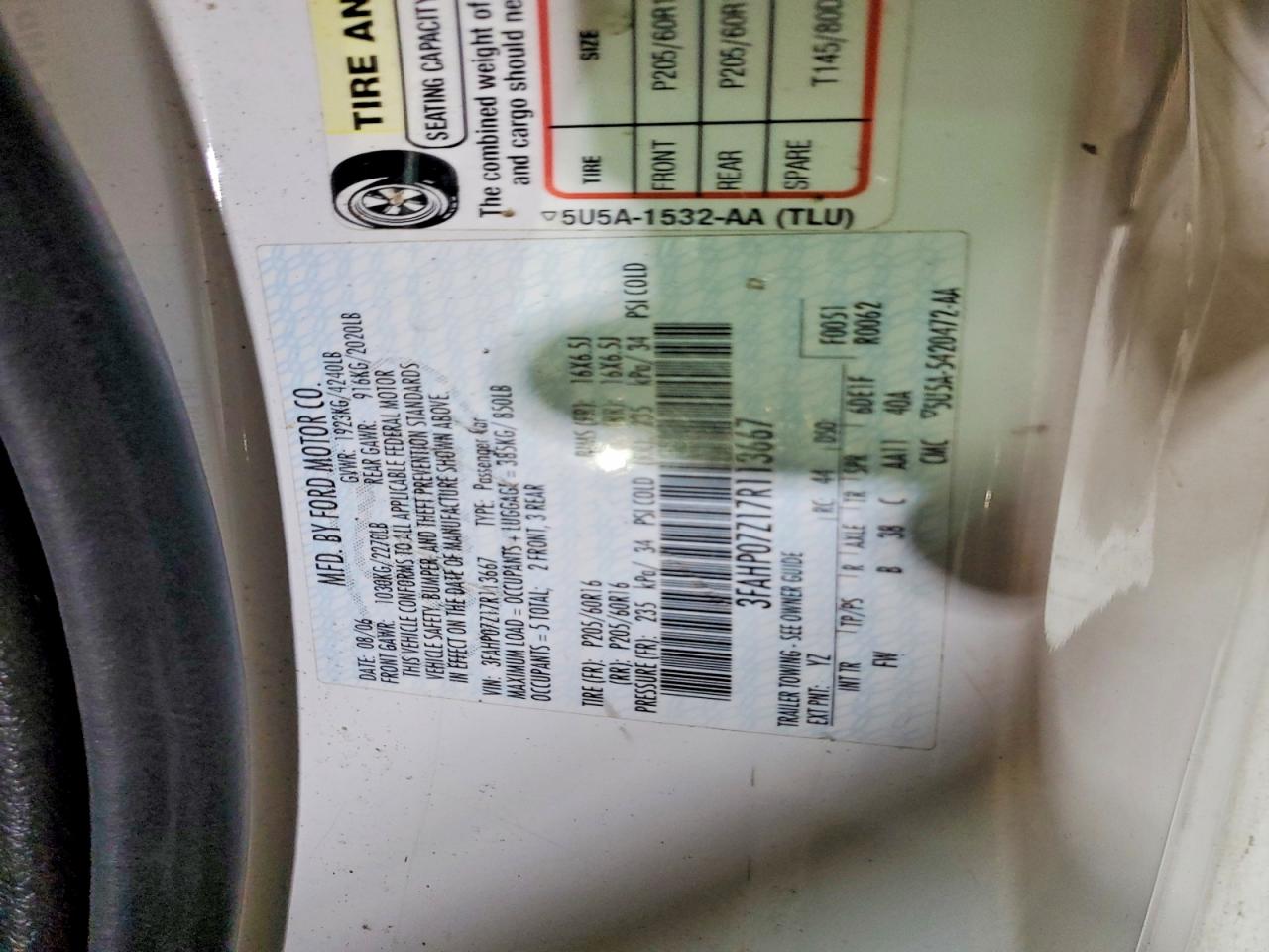 2007 Ford Fusion Se White vin: 3FAHP07Z17R113667