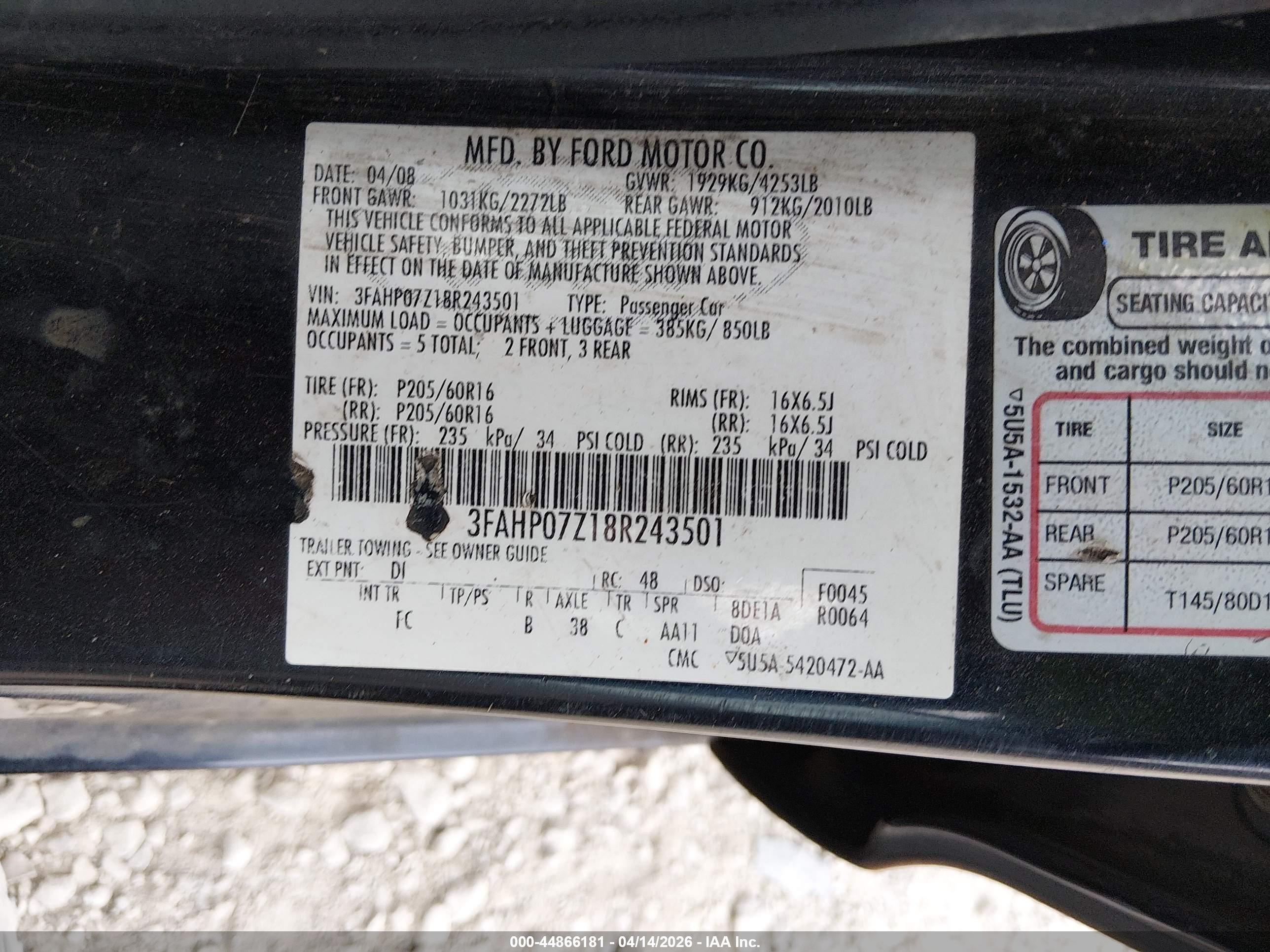 2008 Ford Fusion Se Dark Blue vin: 3FAHP07Z18R243501