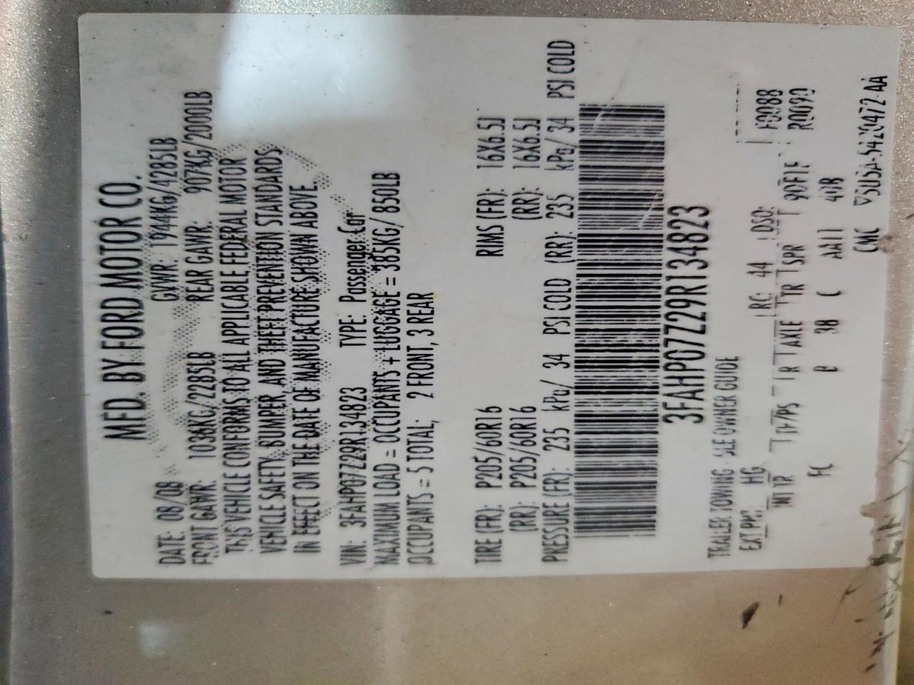 2009 Ford Fusion Se Gray vin: 3FAHP07Z29R134823