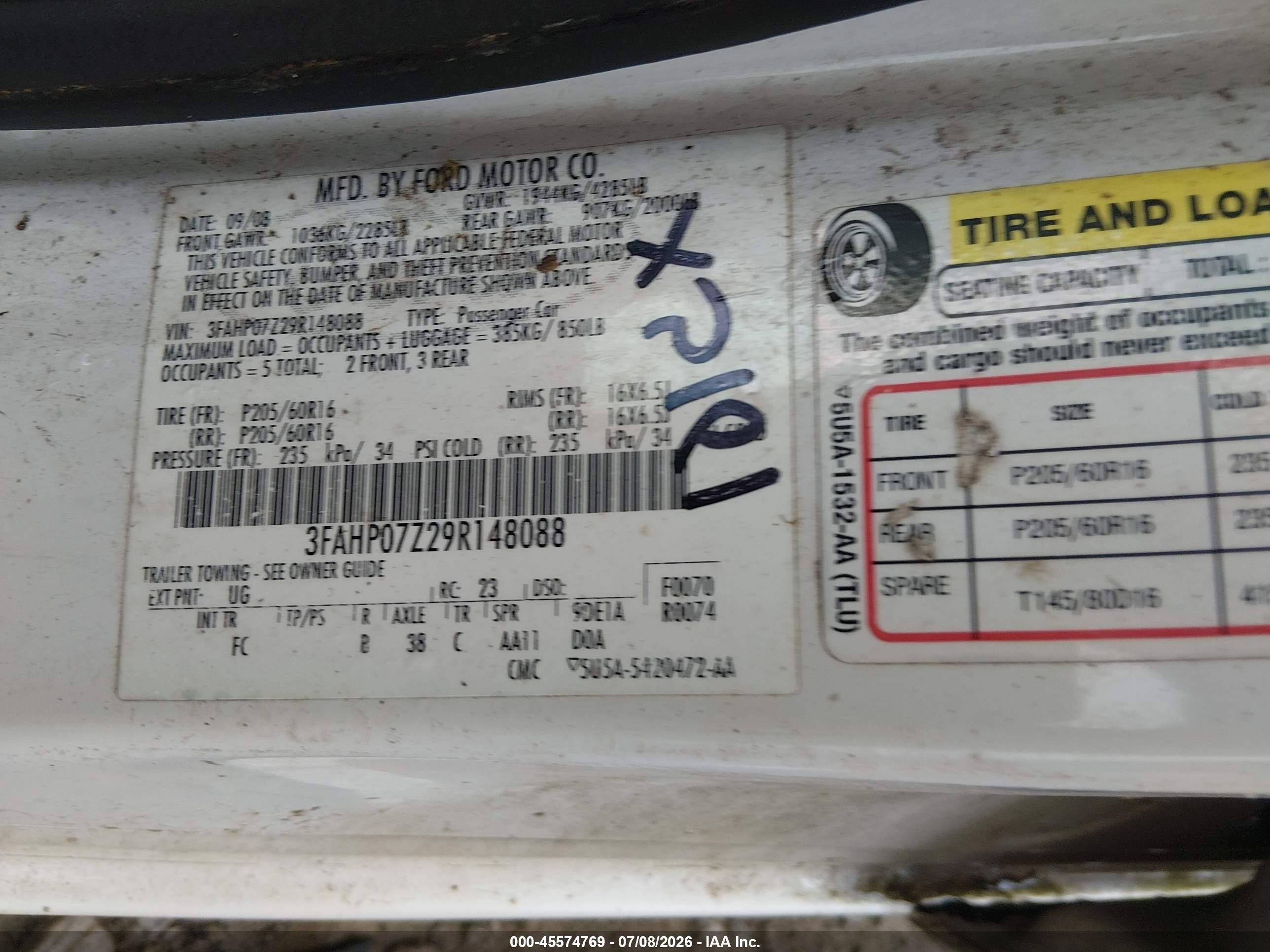 2009 Ford Fusion Se White vin: 3FAHP07Z29R148088