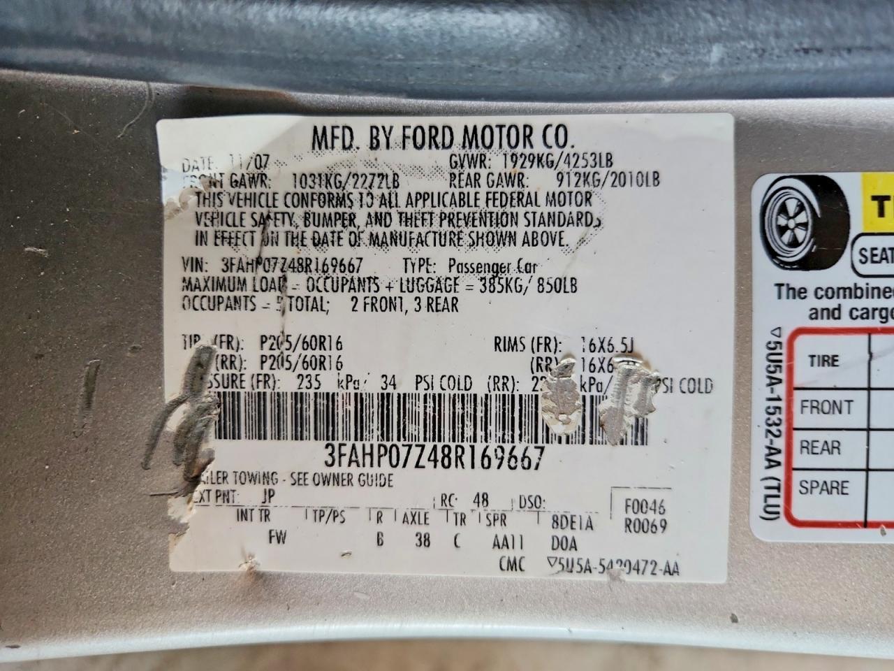 2008 Ford Fusion Se Silver vin: 3FAHP07Z48R169667