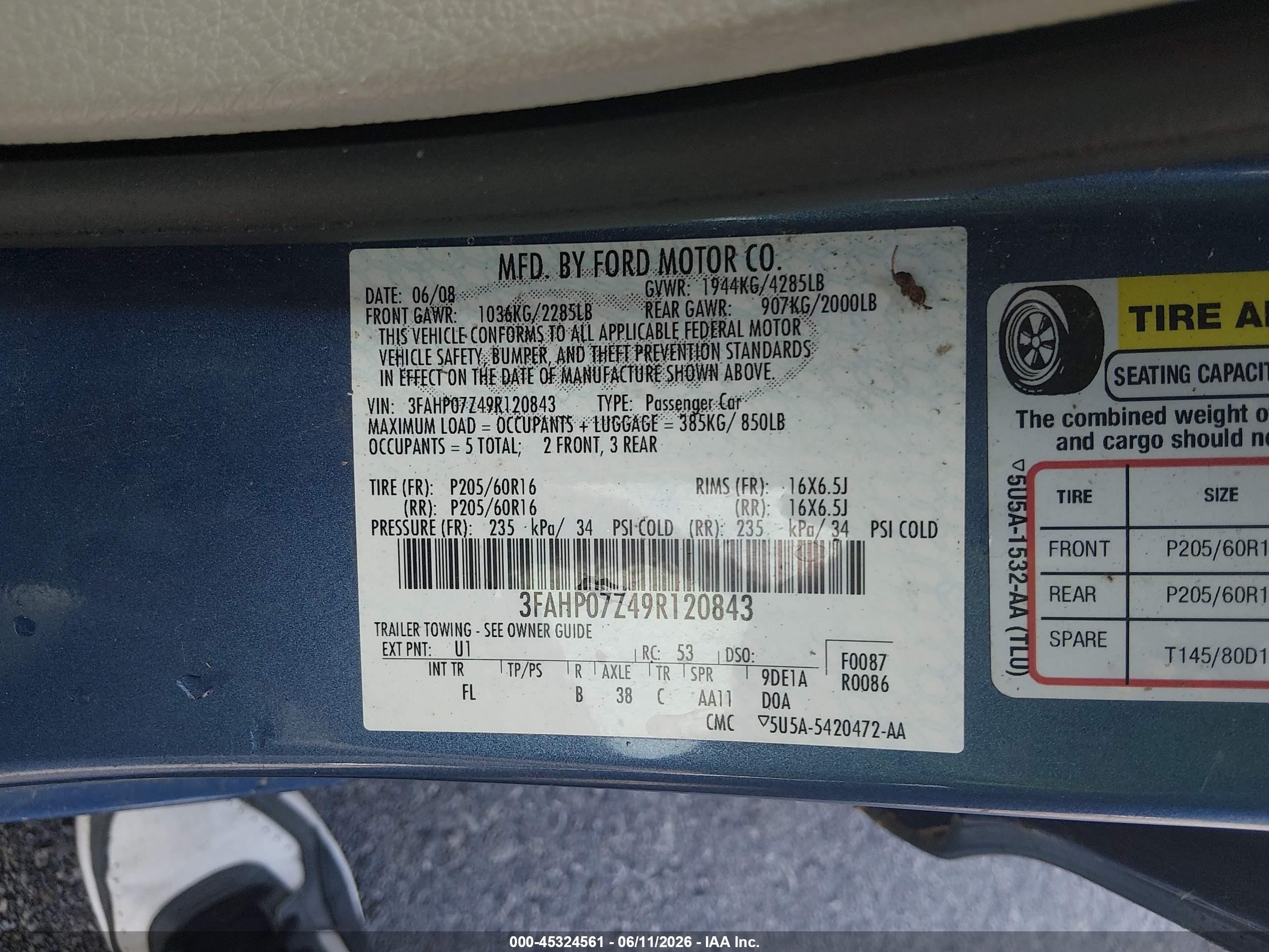 2009 Ford Fusion Se Blue vin: 3FAHP07Z49R120843