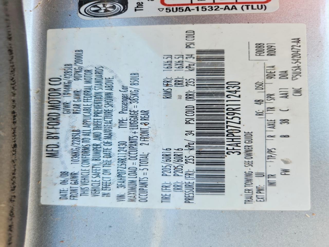 2009 Ford Fusion Se Silver vin: 3FAHP07Z59R112430