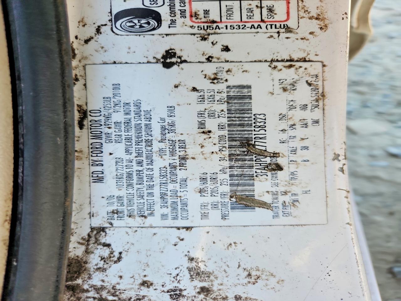 2007 Ford Fusion Se White vin: 3FAHP07Z77R158323