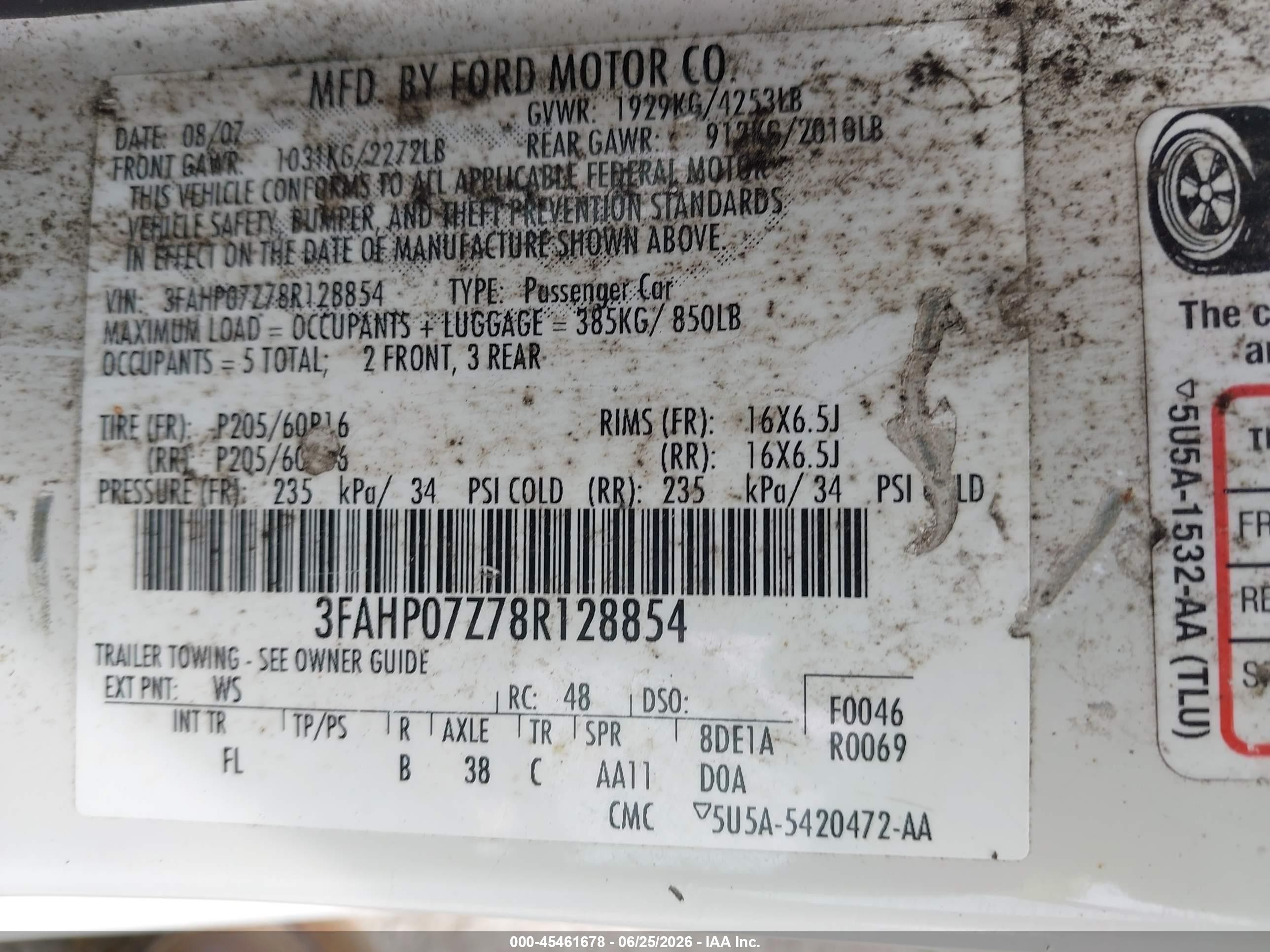 2008 Ford Fusion Se Белый vin: 3FAHP07Z78R128854