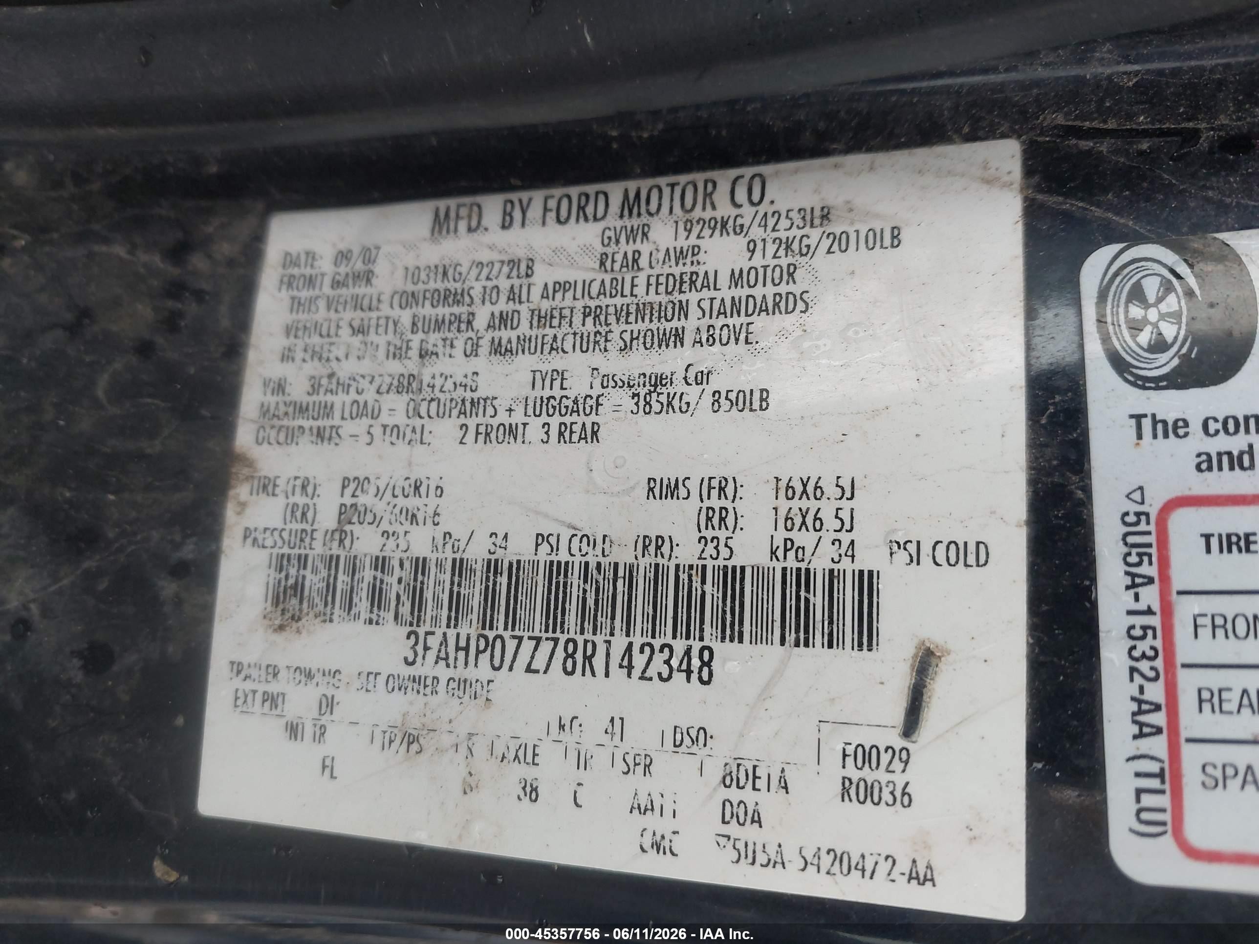 2008 Ford Fusion Se Blue vin: 3FAHP07Z78R142348