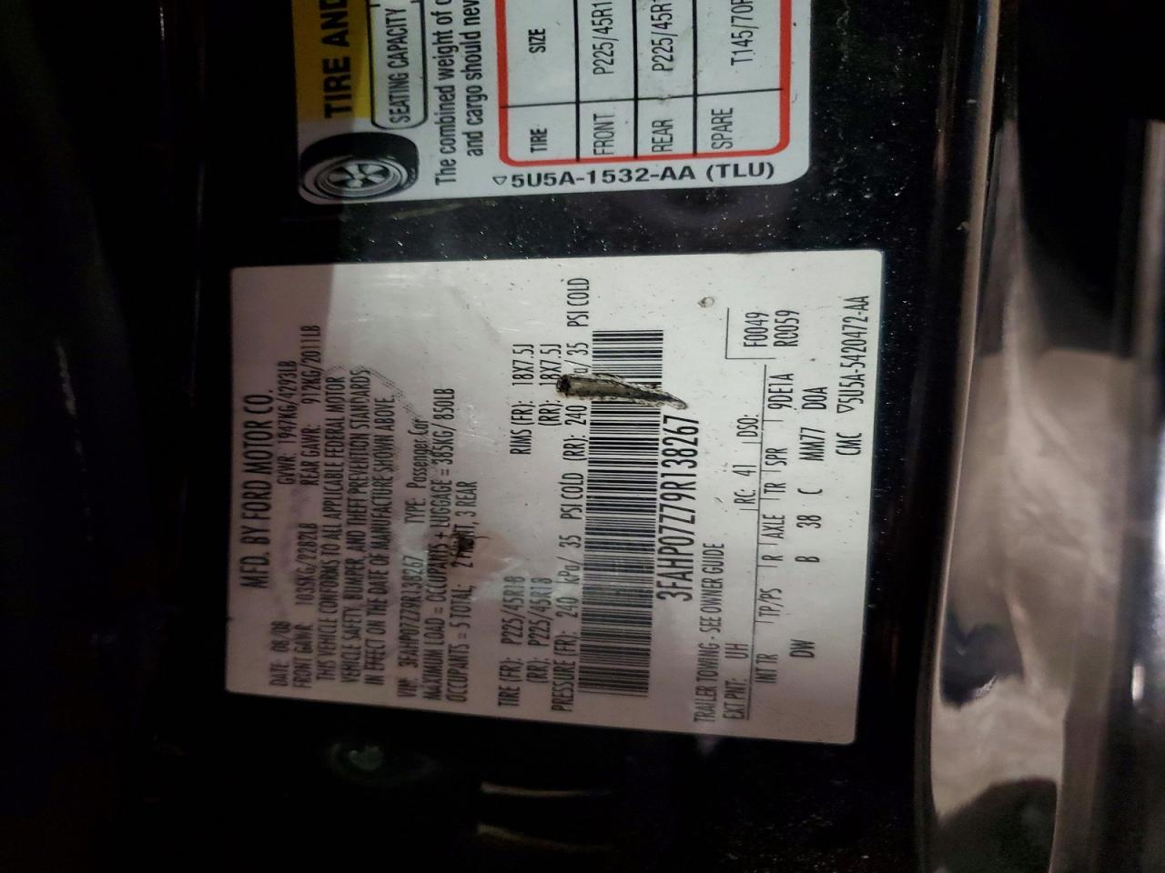 2009 Ford Fusion Se Black vin: 3FAHP07Z79R138267
