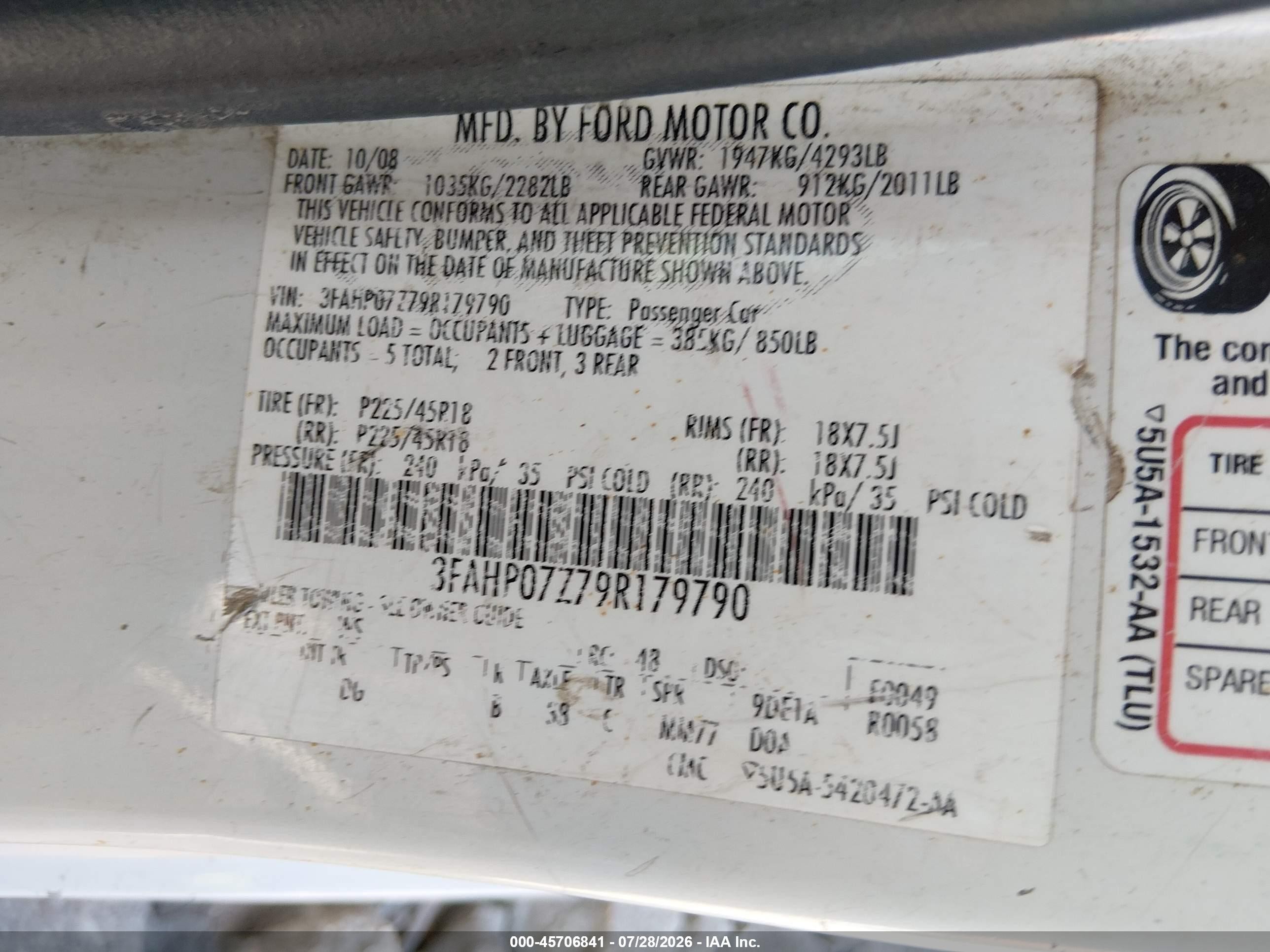 2009 Ford Fusion Se Кремовый vin: 3FAHP07Z79R179790