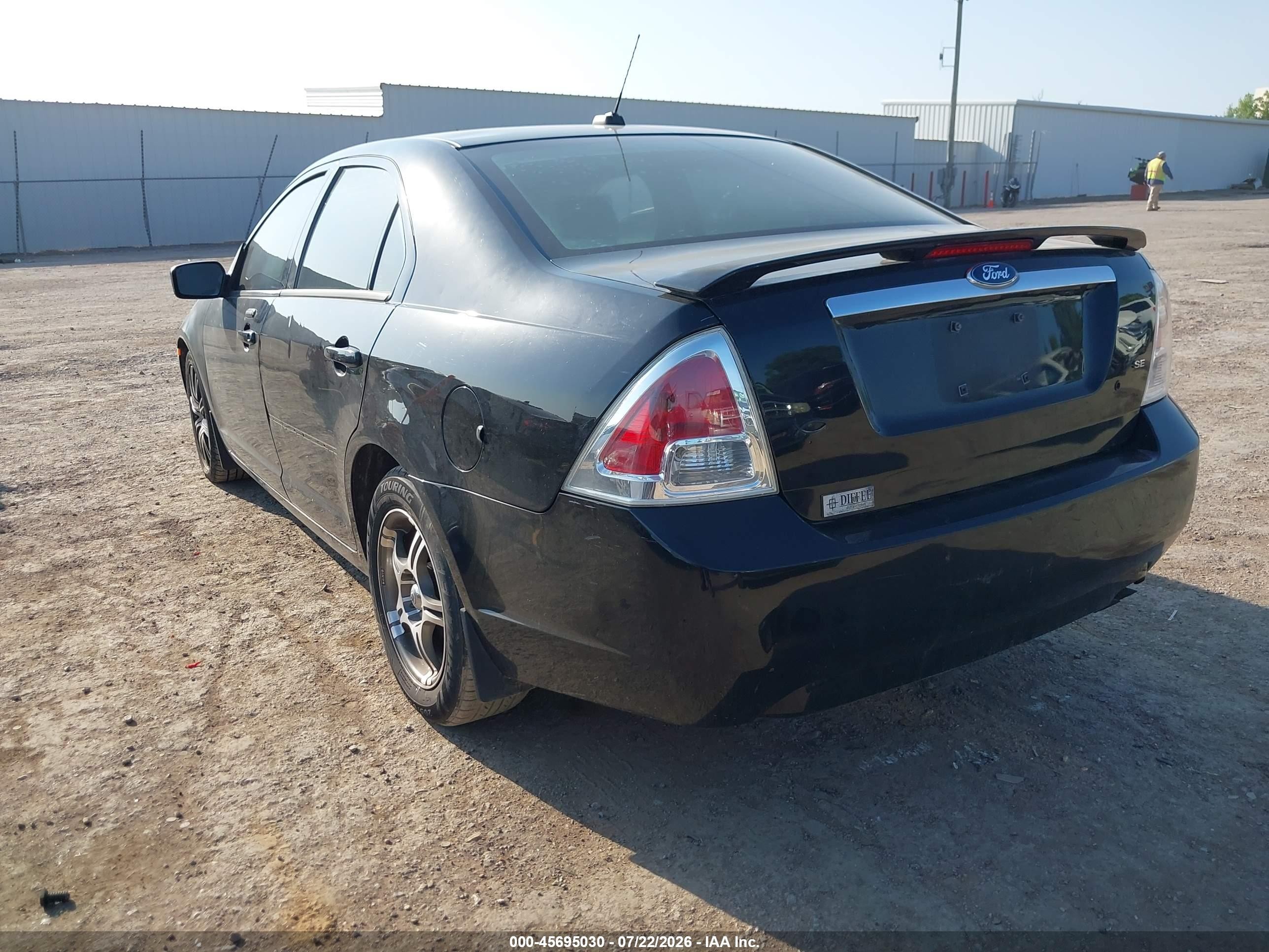 2007 Ford Fusion Se Black vin: 3FAHP07Z87R262058