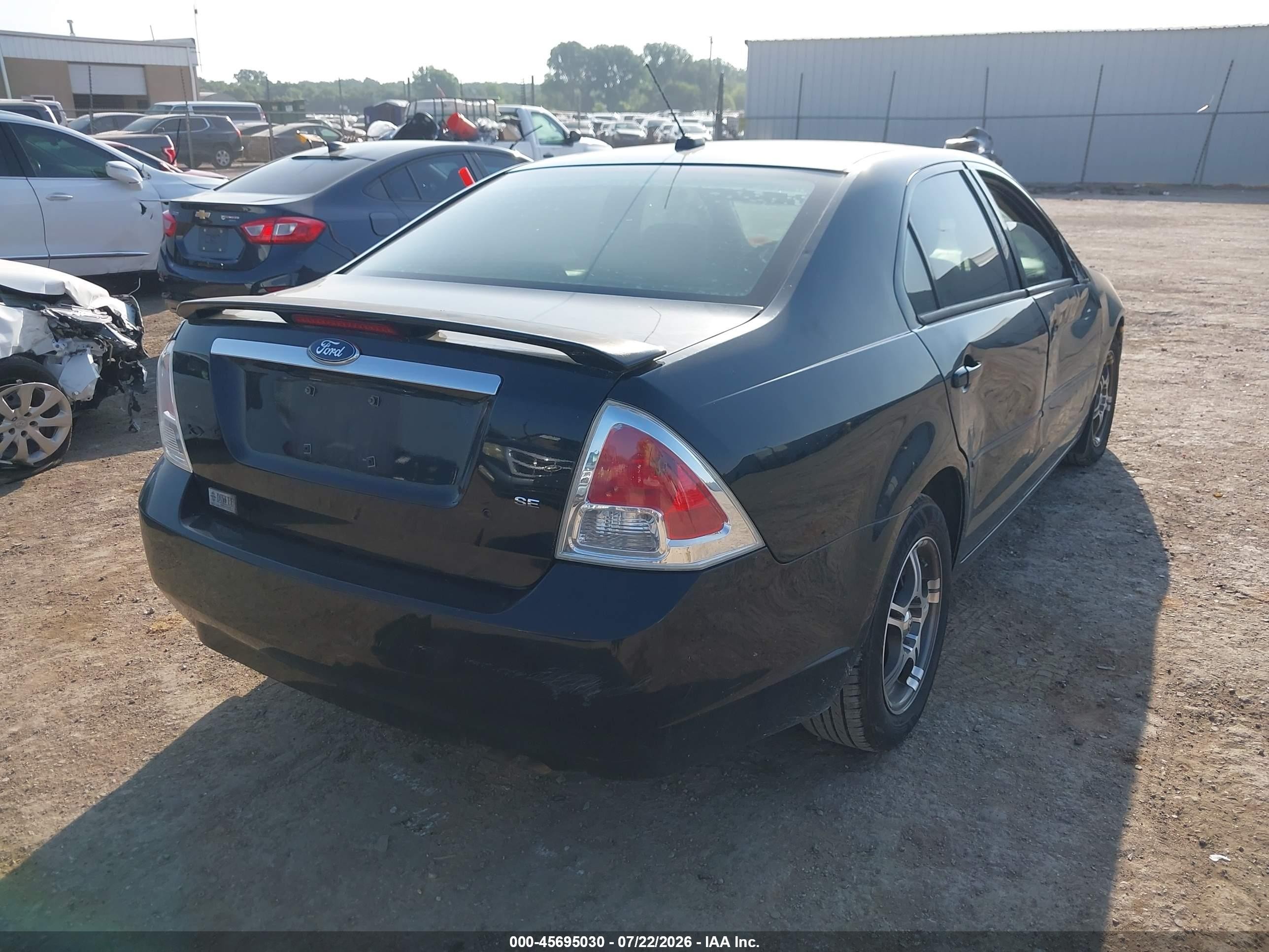 2007 Ford Fusion Se Black vin: 3FAHP07Z87R262058