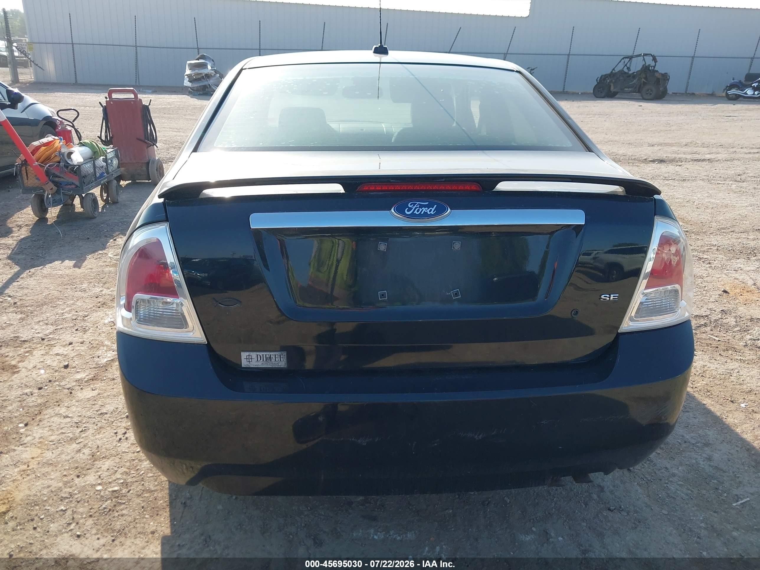 2007 Ford Fusion Se Black vin: 3FAHP07Z87R262058
