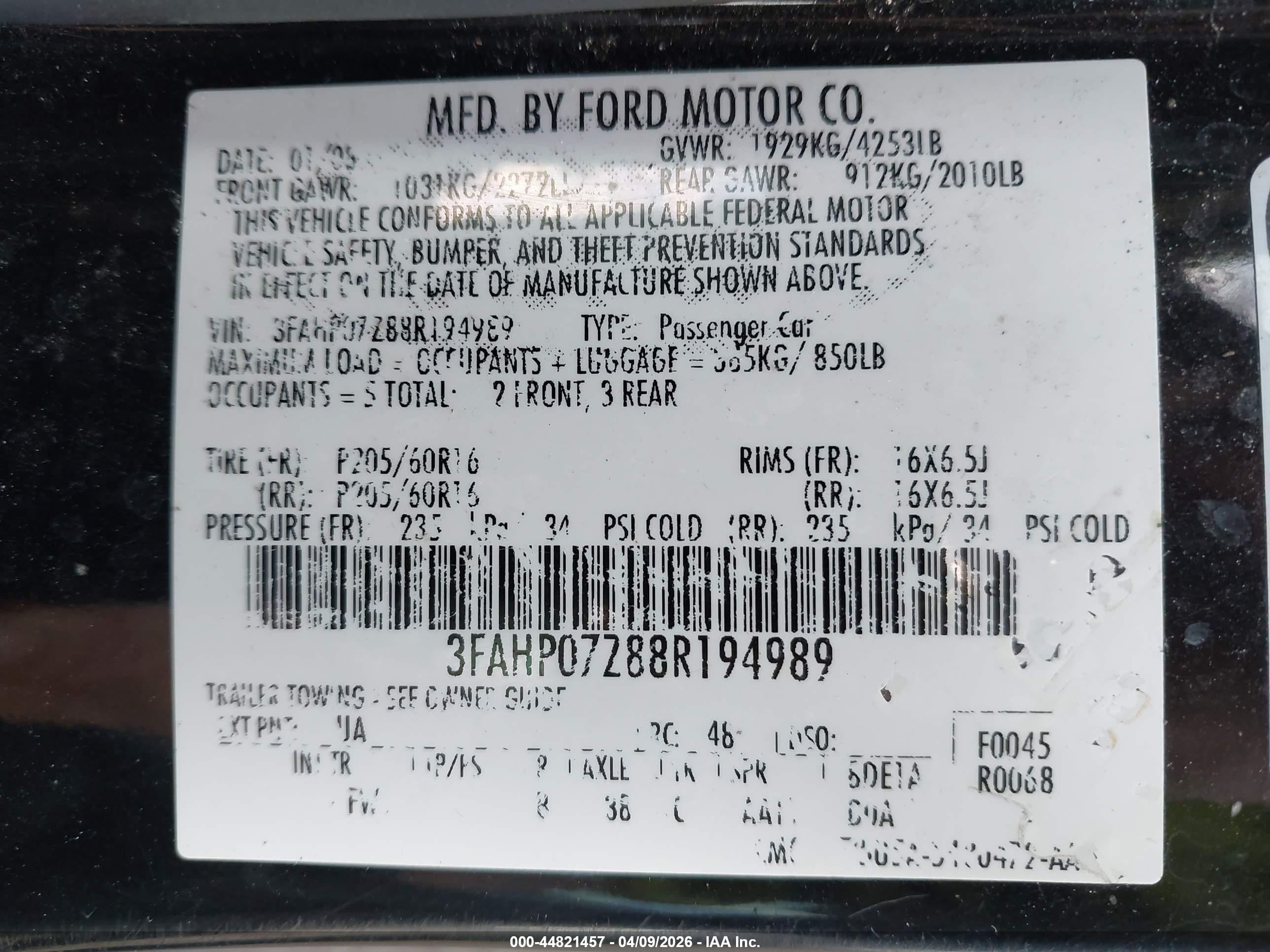 2008 Ford Fusion Se Black vin: 3FAHP07Z88R194989