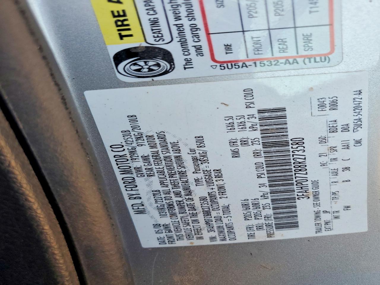 2008 Ford Fusion Se Серебряный vin: 3FAHP07Z88R273580