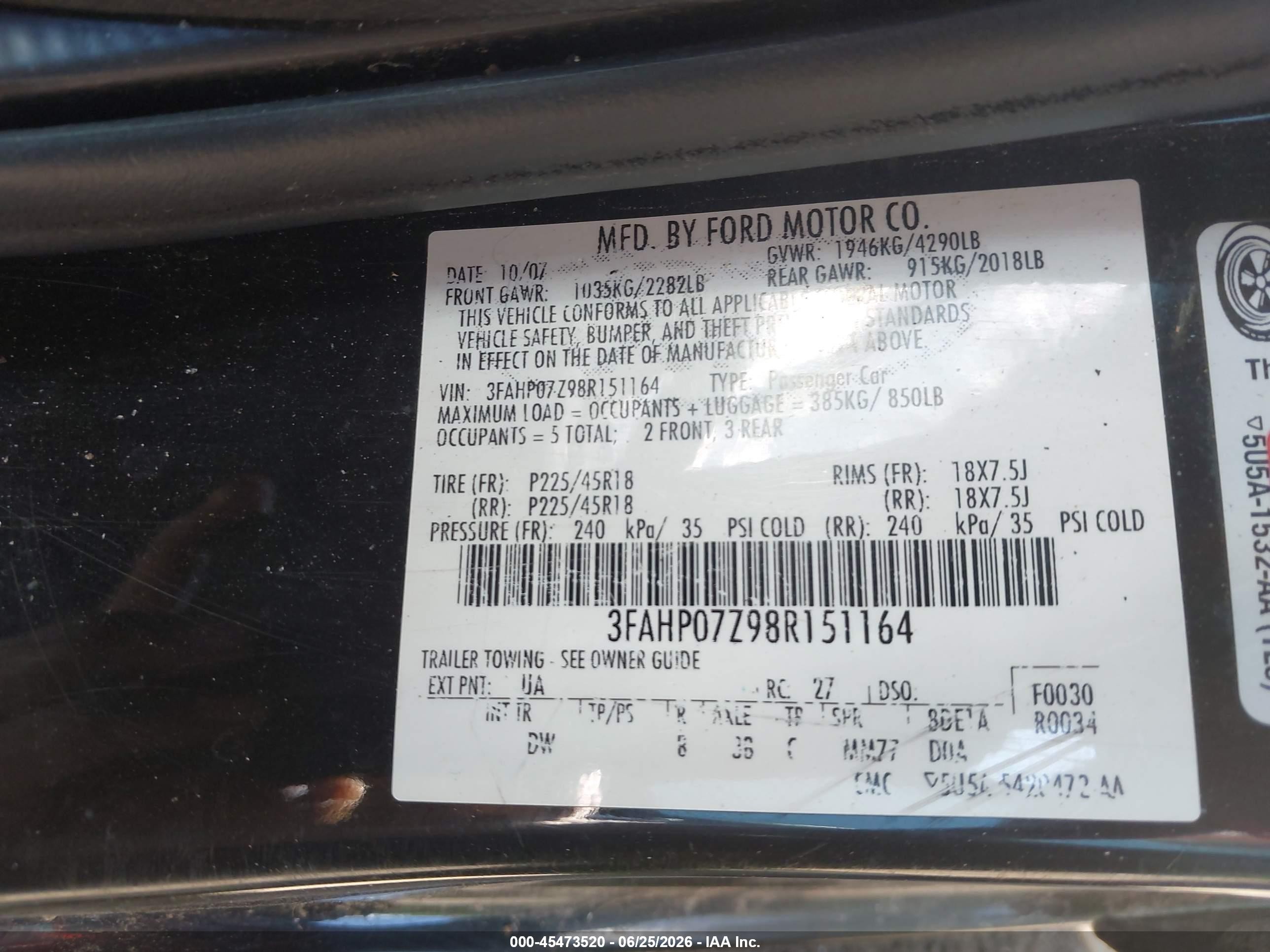2008 Ford Fusion Se Black vin: 3FAHP07Z98R151164