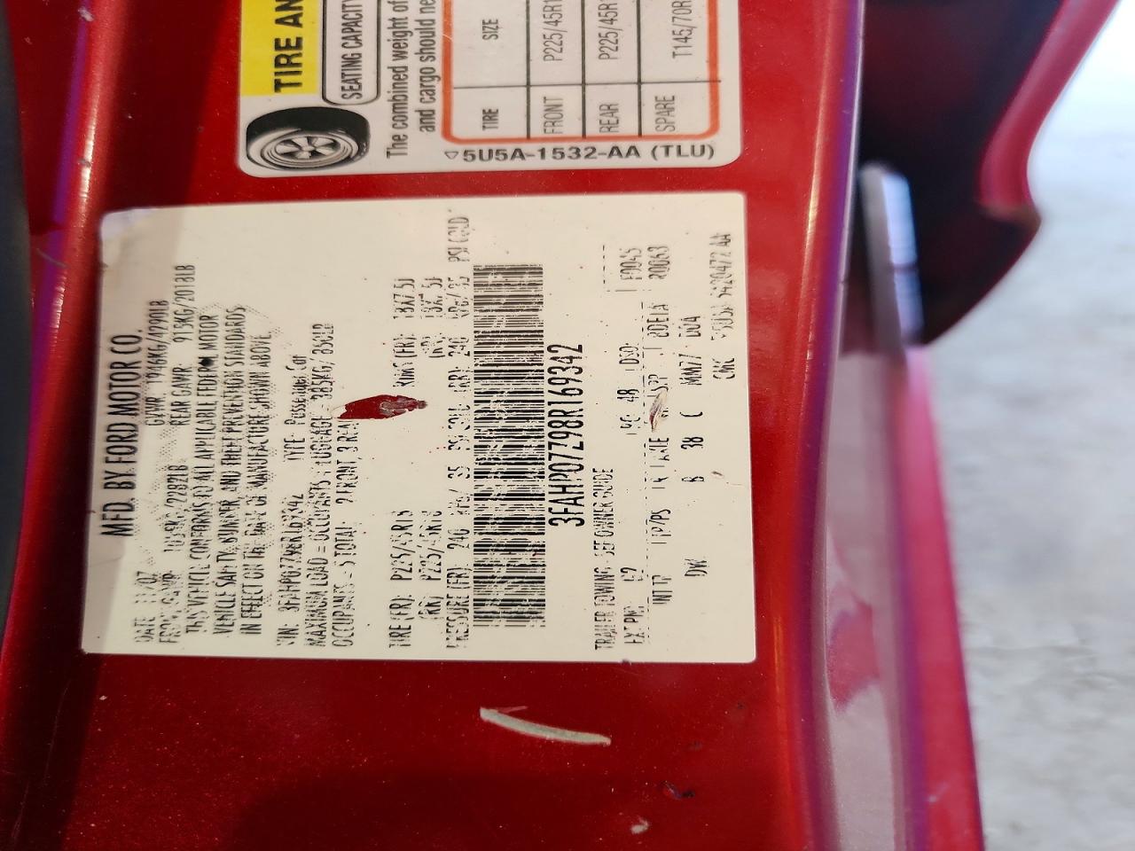 2008 Ford Fusion Se Maroon vin: 3FAHP07Z98R169342