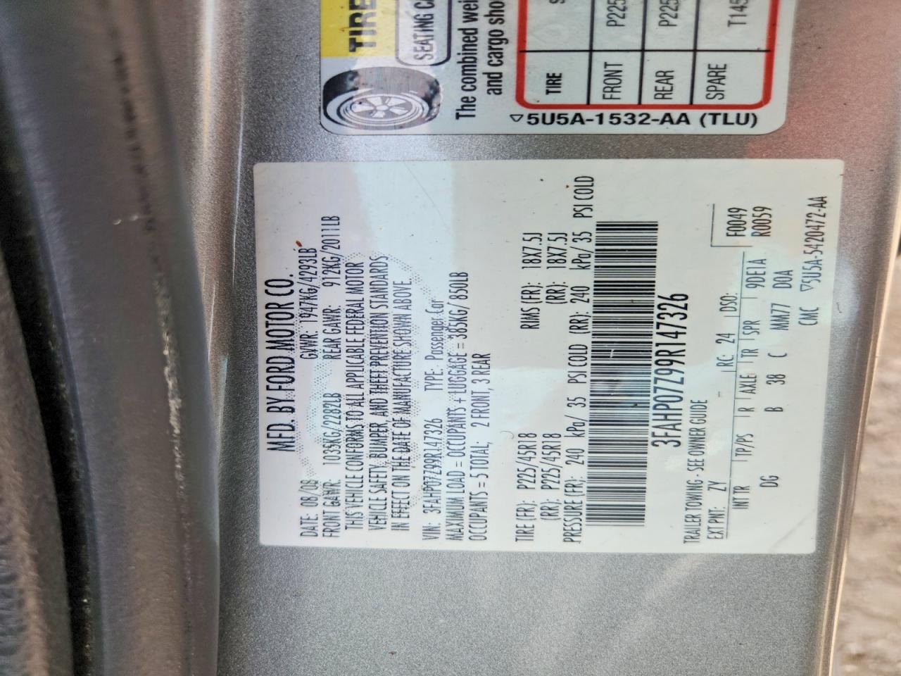 2009 Ford Fusion Se Серебряный vin: 3FAHP07Z99R147326