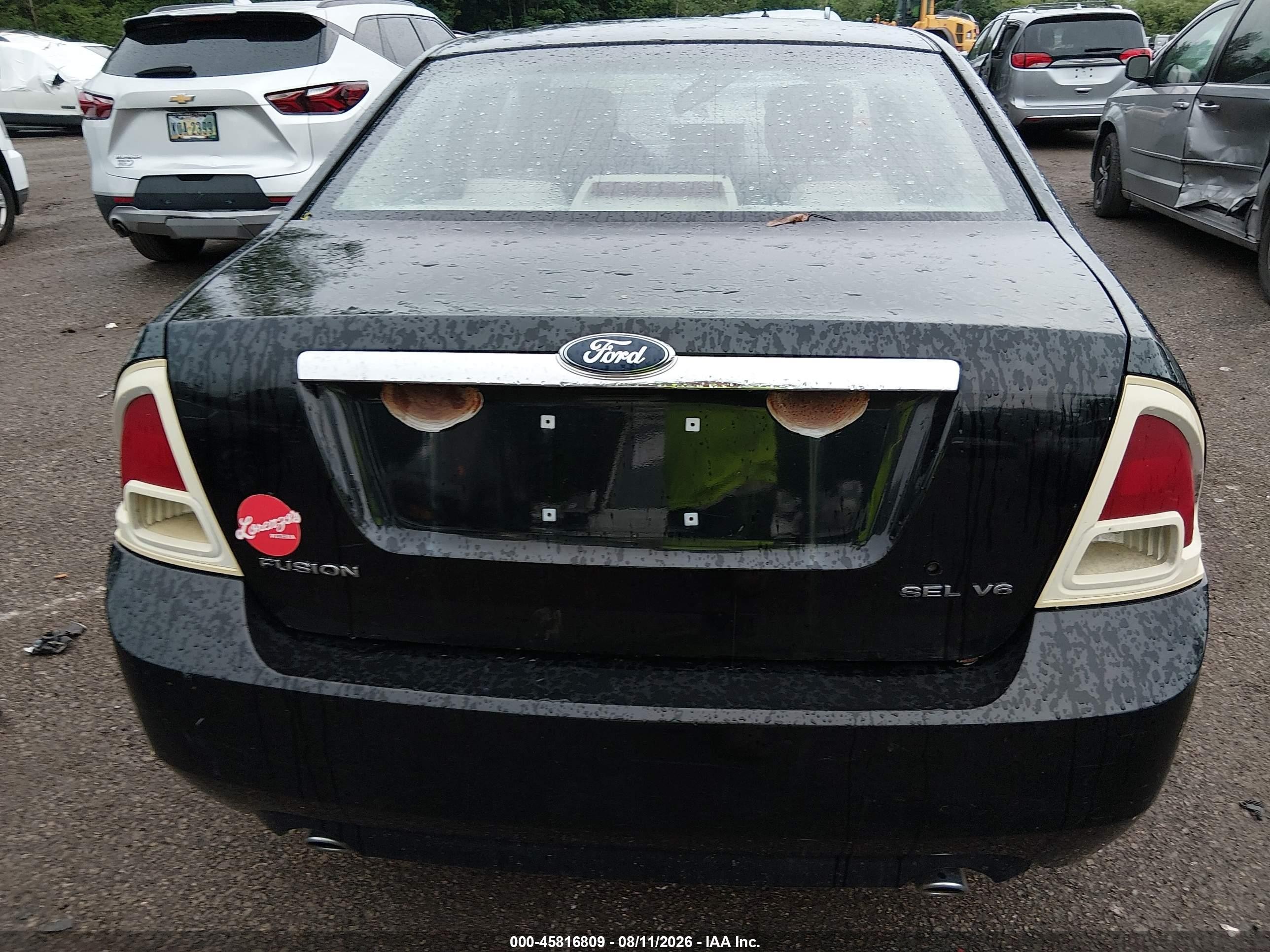 2006 Ford Fusion Sel Black vin: 3FAHP08166R142315
