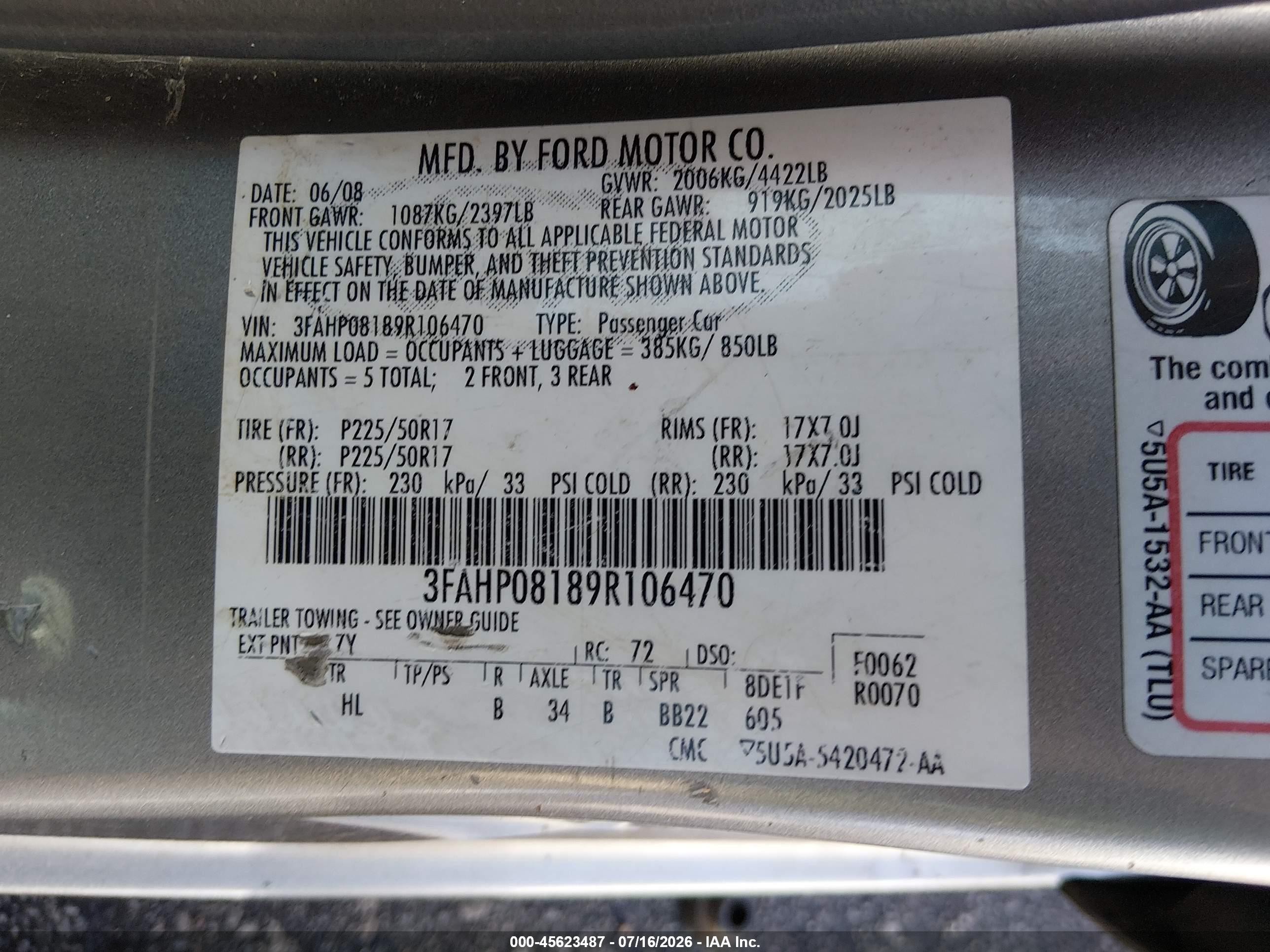 2009 Ford Fusion Sel Серебряный vin: 3FAHP08189R106470