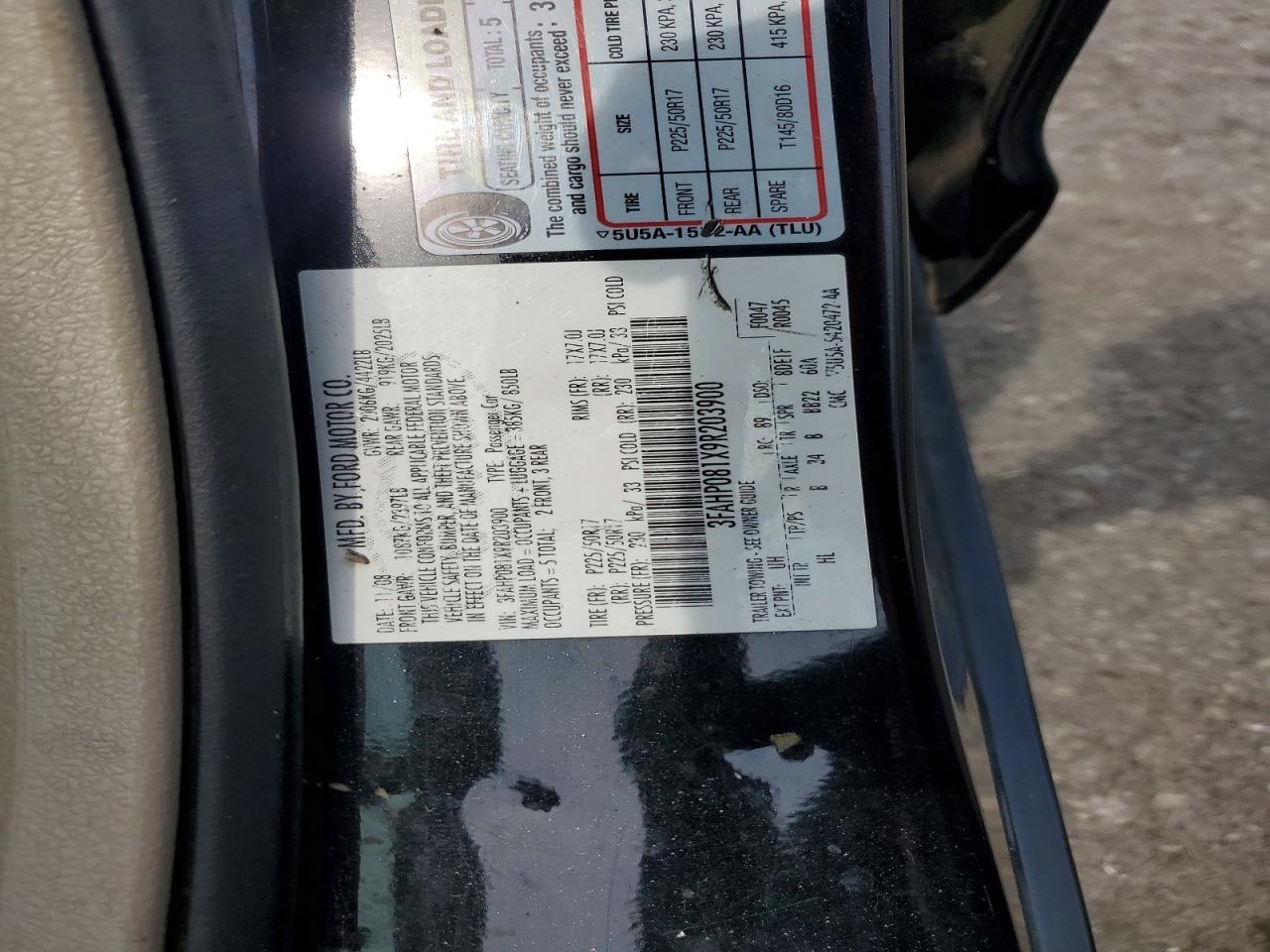 2009 Ford Fusion Sel Black vin: 3FAHP081X9R203900