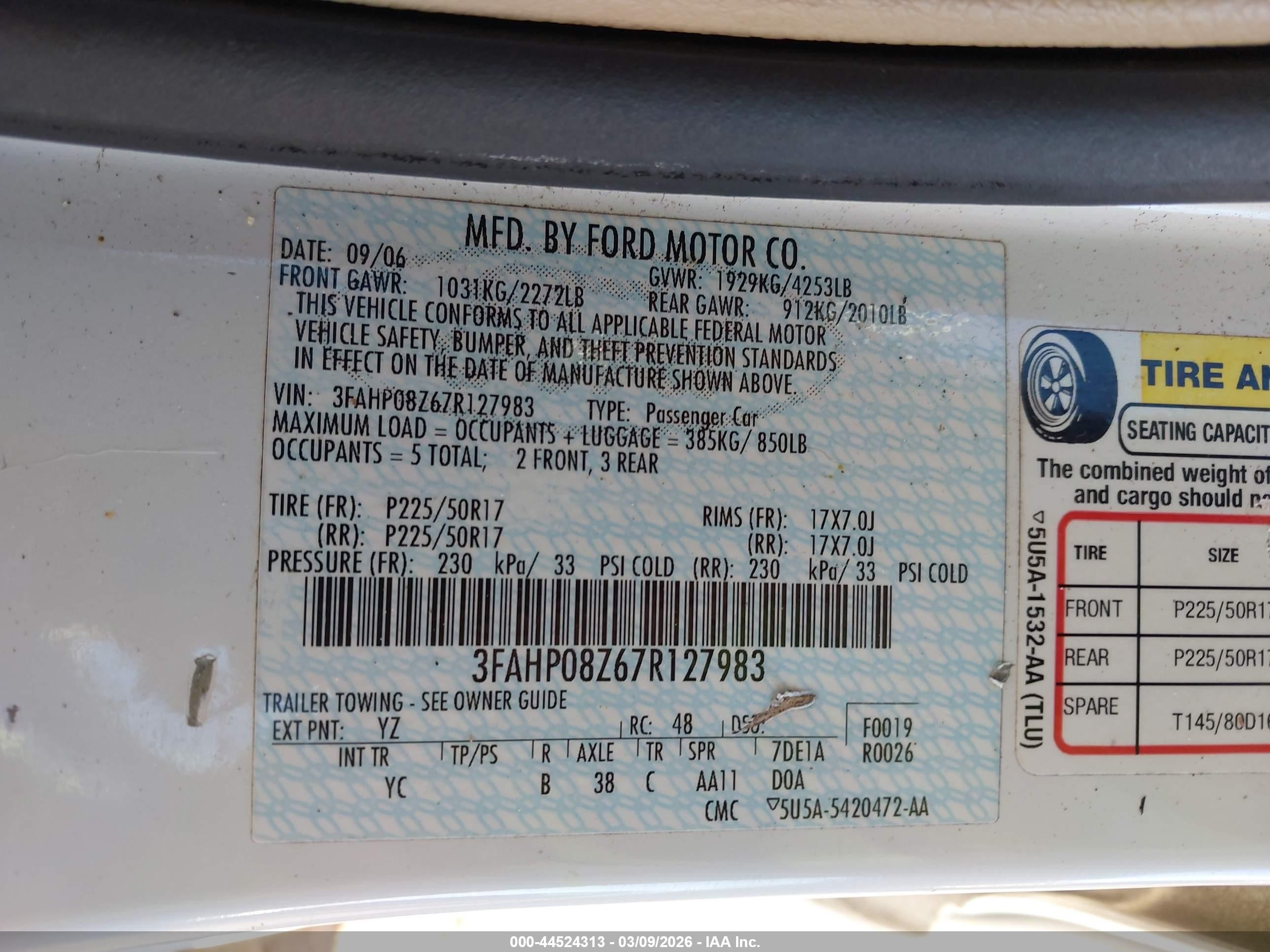 2007 Ford Fusion Sel White vin: 3FAHP08Z67R127983