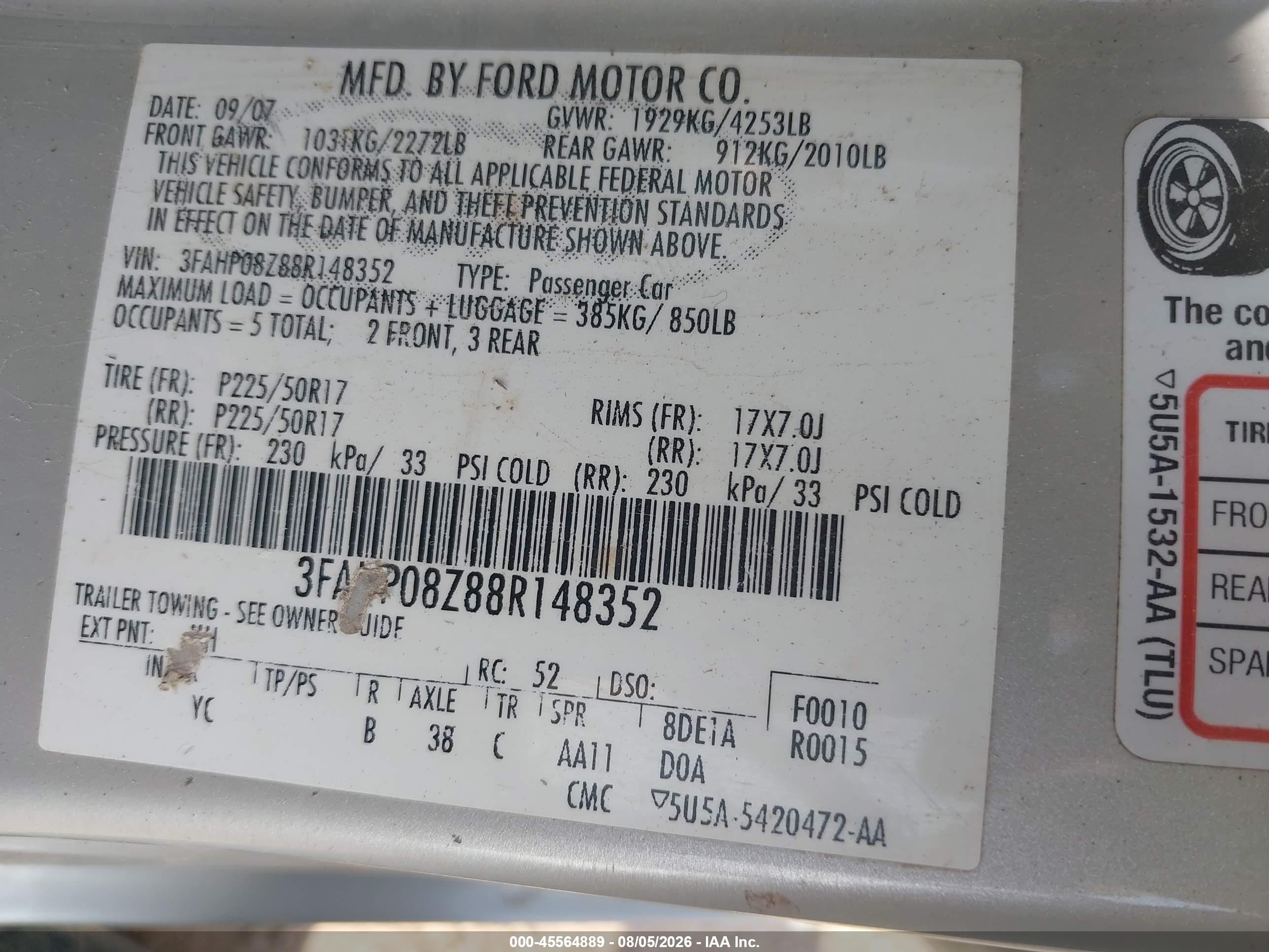 2008 Ford Fusion Sel Silver vin: 3FAHP08Z88R148352