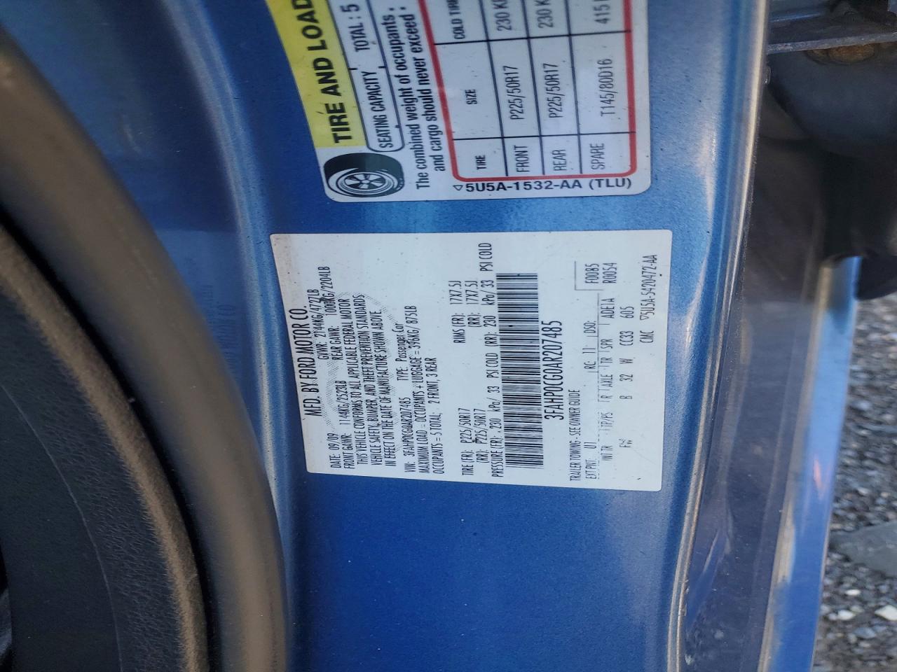 2010 Ford Fusion Sel Blue vin: 3FAHP0CG0AR207485