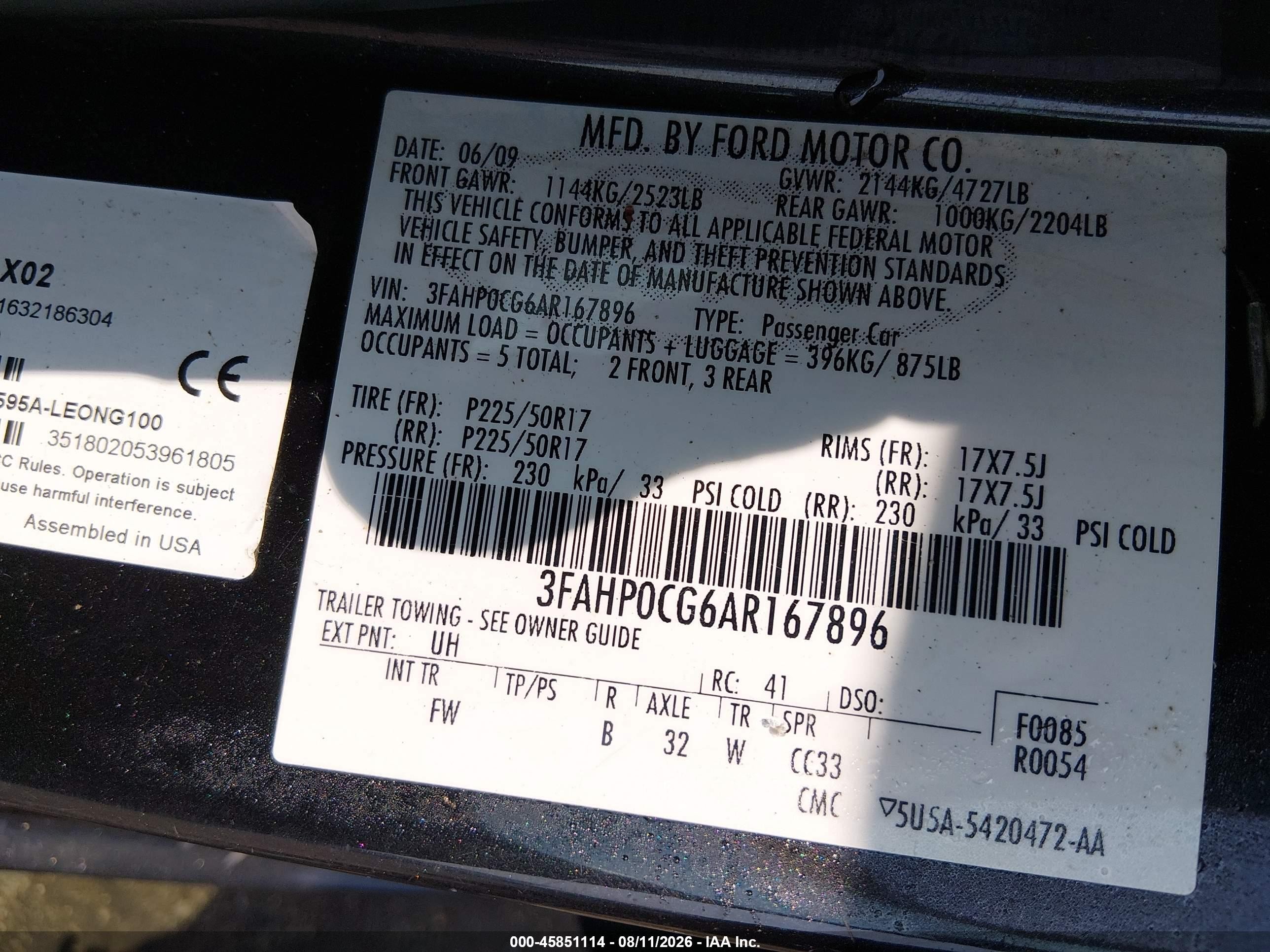 2010 Ford Fusion Sel Черный vin: 3FAHP0CG6AR167896