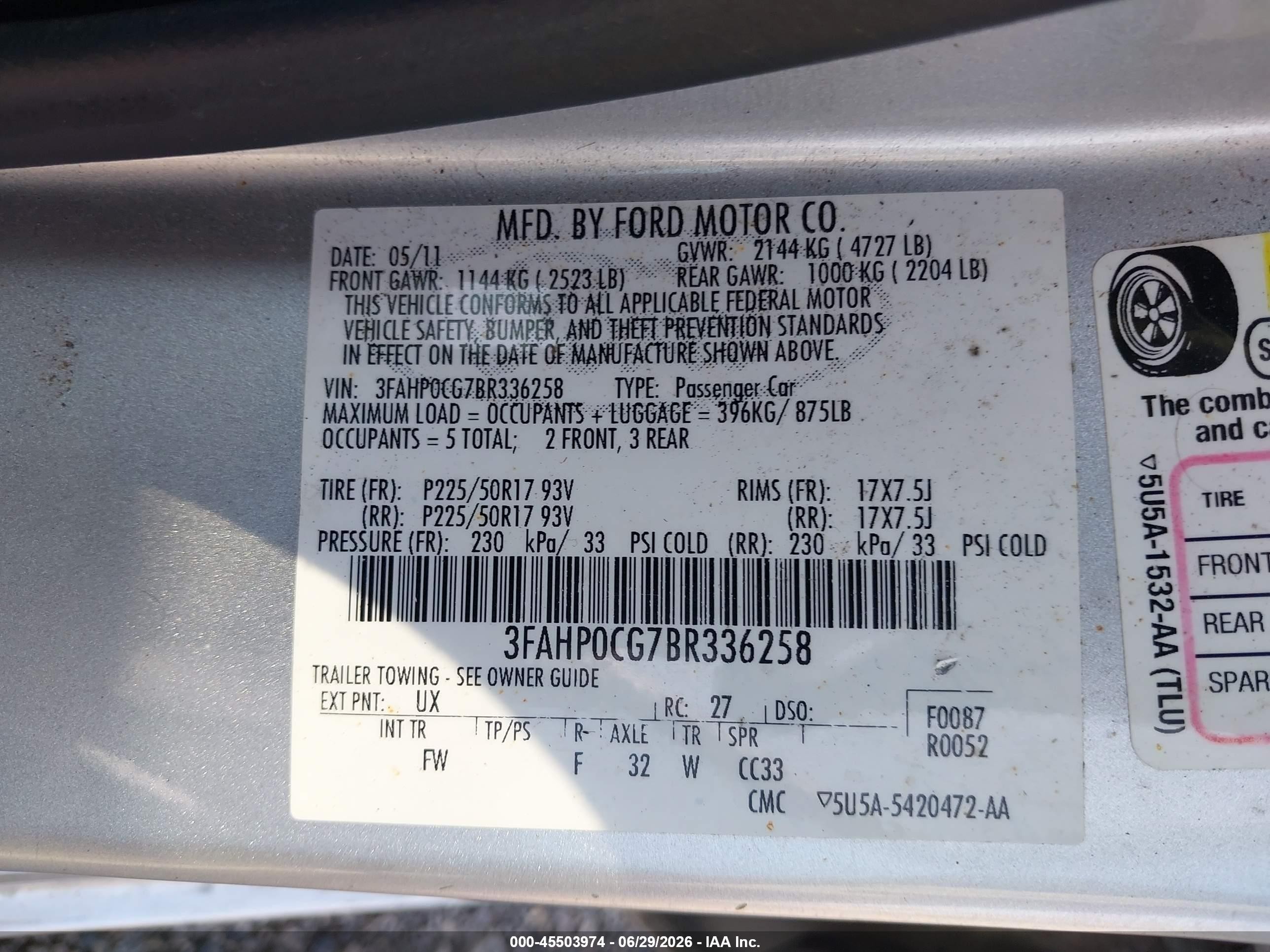 2011 Ford Fusion Sel Silver vin: 3FAHP0CG7BR336258