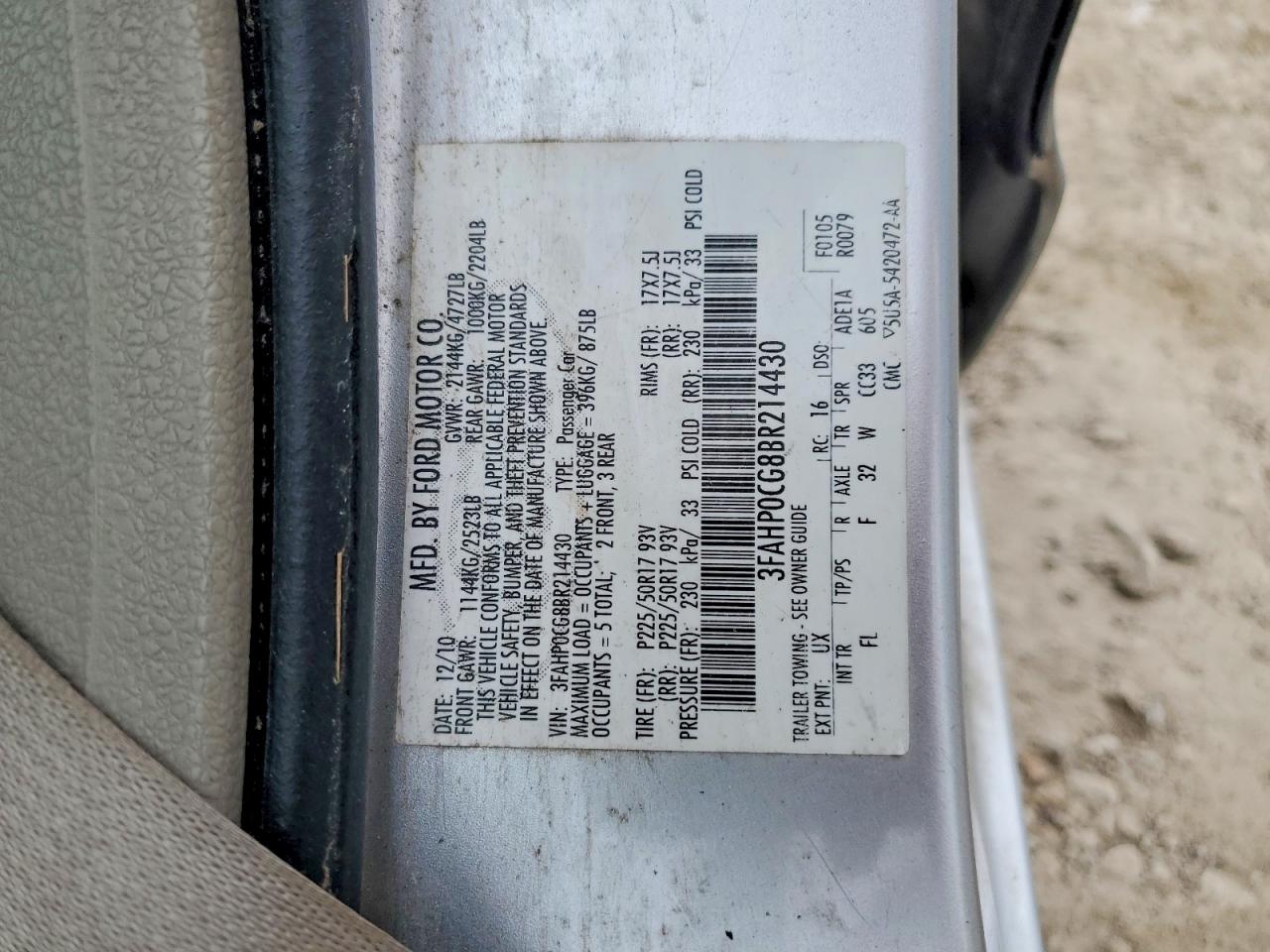 2011 Ford Fusion Sel Silver vin: 3FAHP0CG8BR214430
