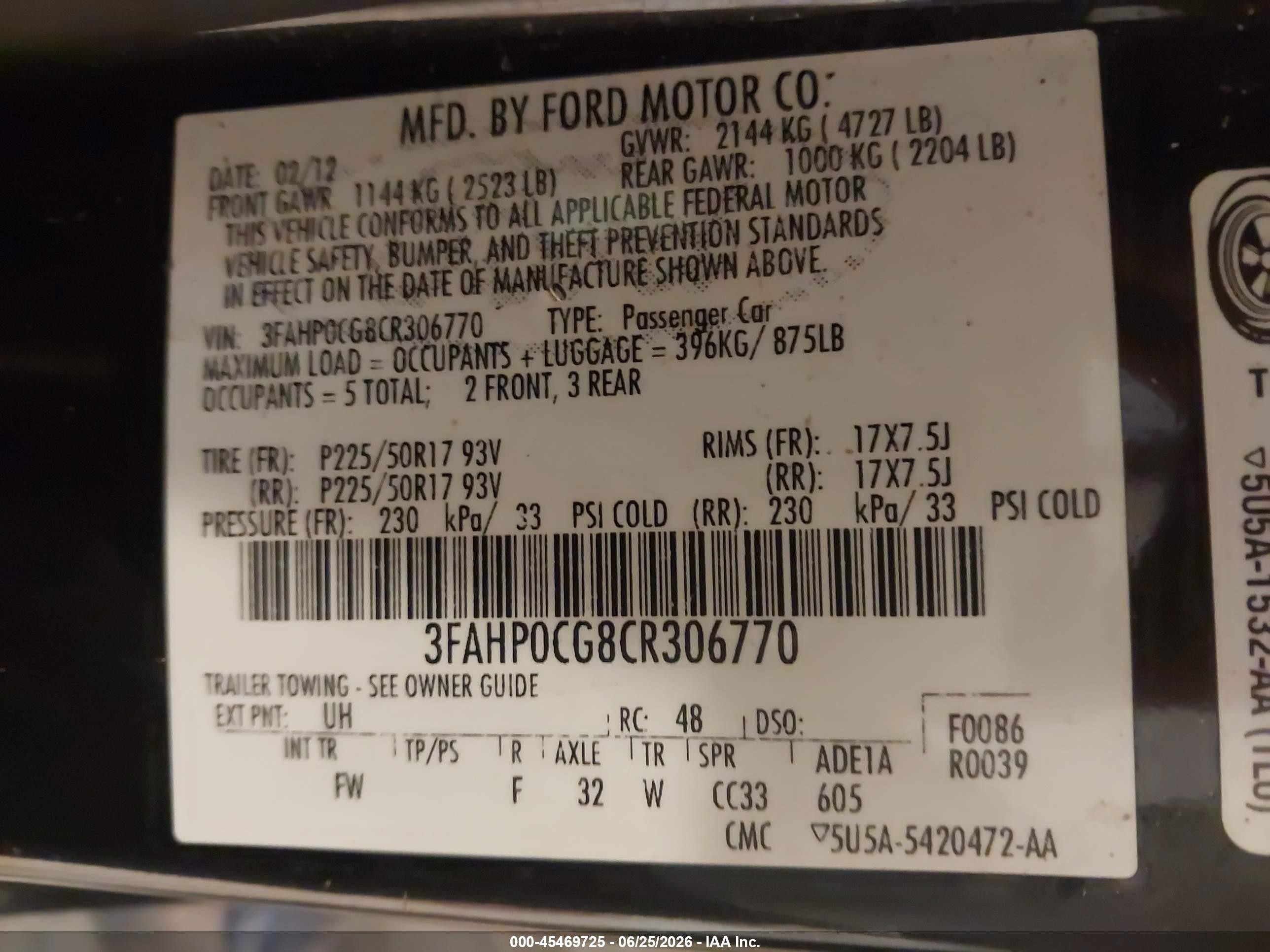 2012 Ford Fusion Sel Черный vin: 3FAHP0CG8CR306770