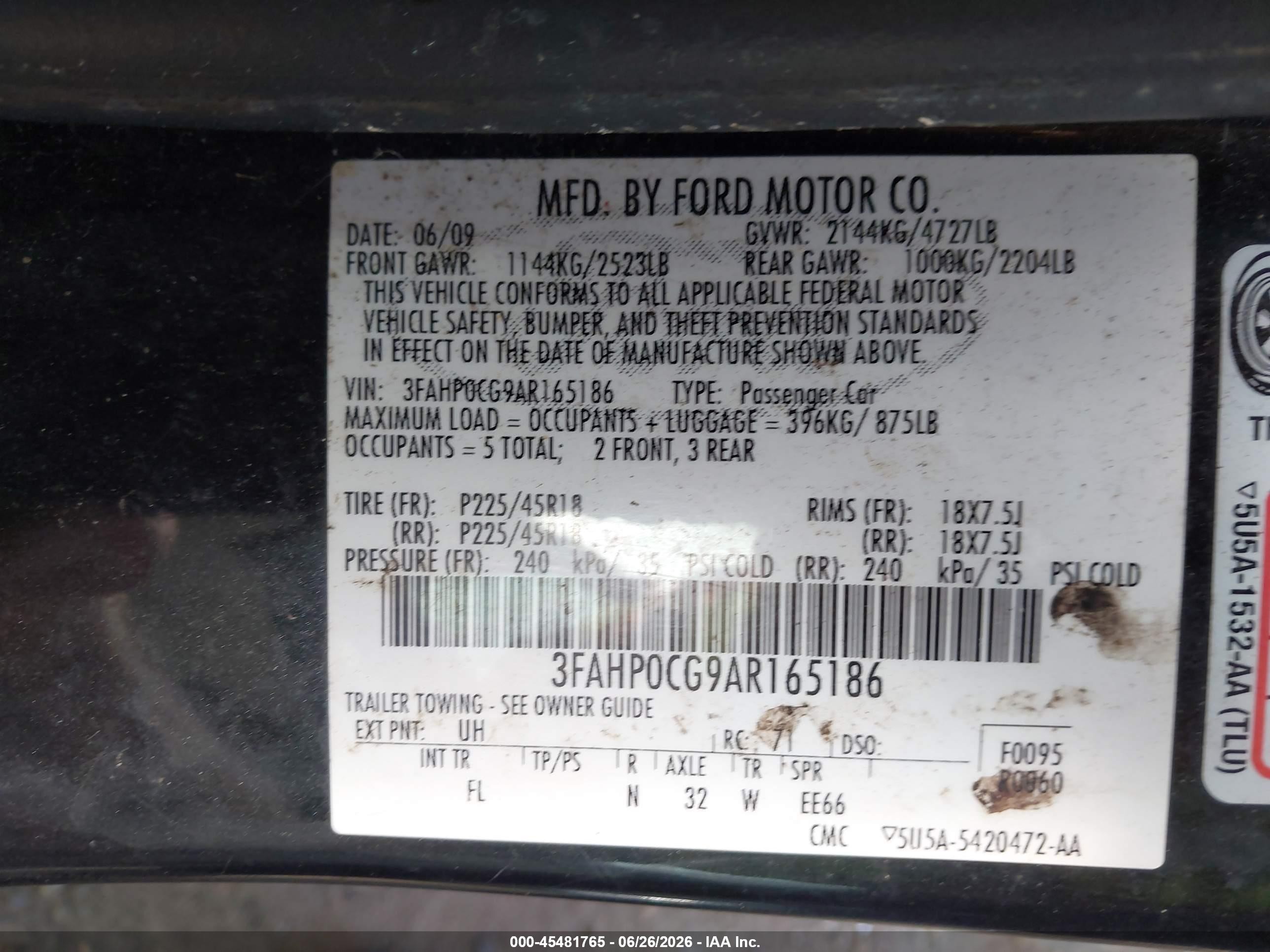 2010 Ford Fusion Sel Черный vin: 3FAHP0CG9AR165186