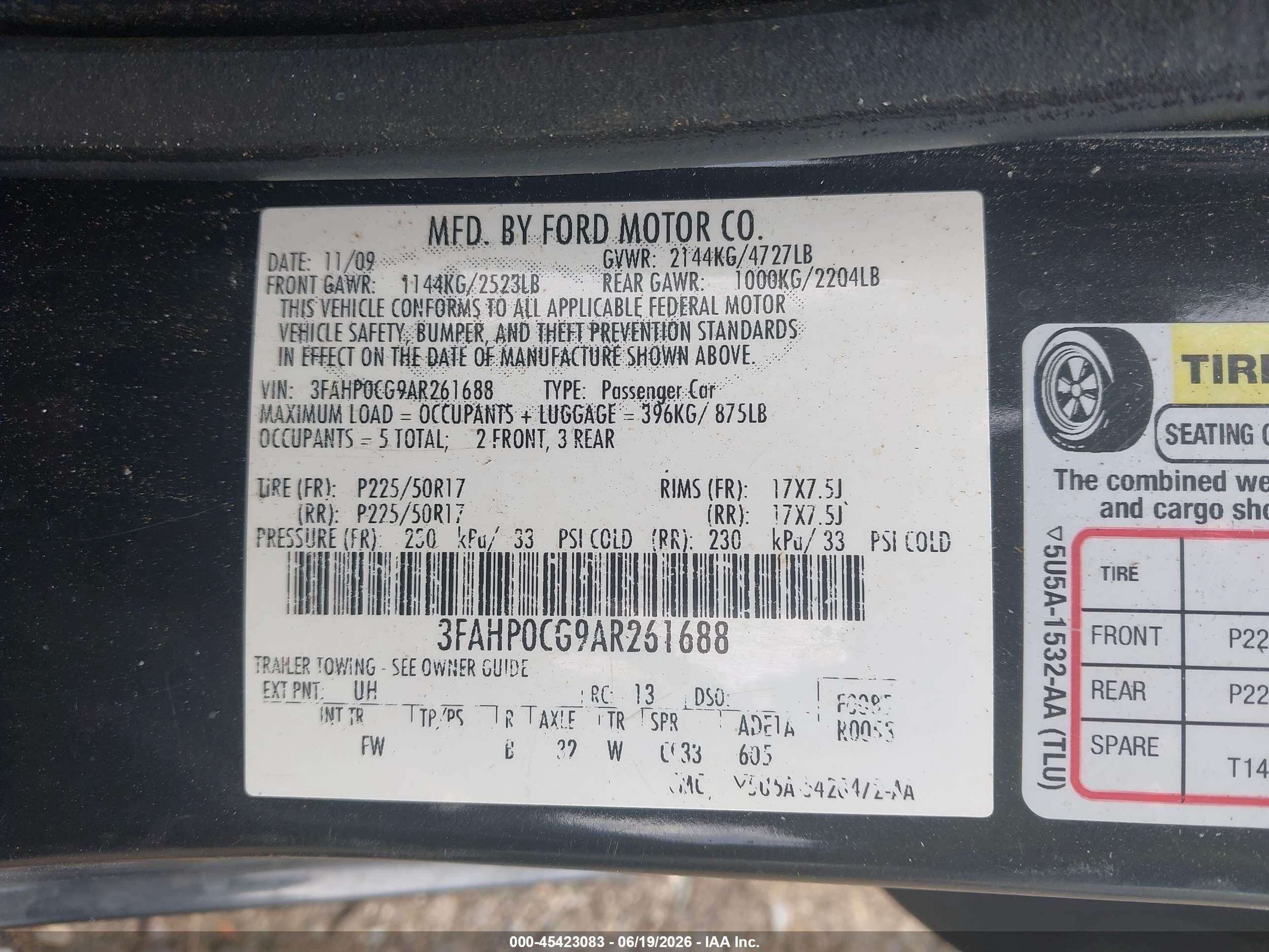 2010 Ford Fusion Sel Black vin: 3FAHP0CG9AR261688