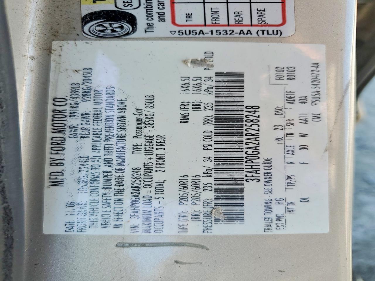 2010 Ford Fusion S Beige vin: 3FAHP0GA2AR258248