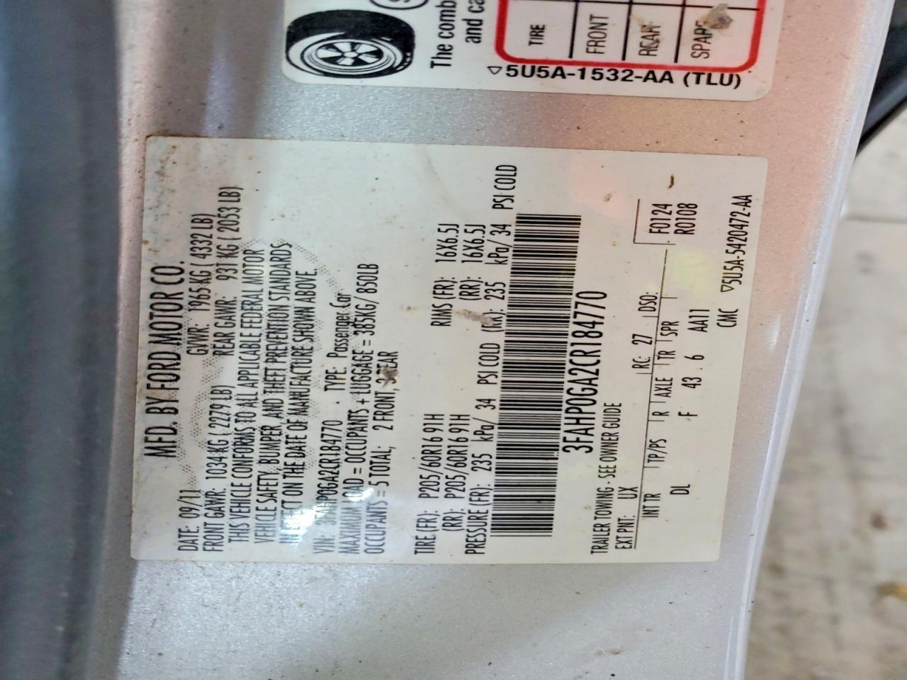 2012 Ford Fusion S Silver vin: 3FAHP0GA2CR184770