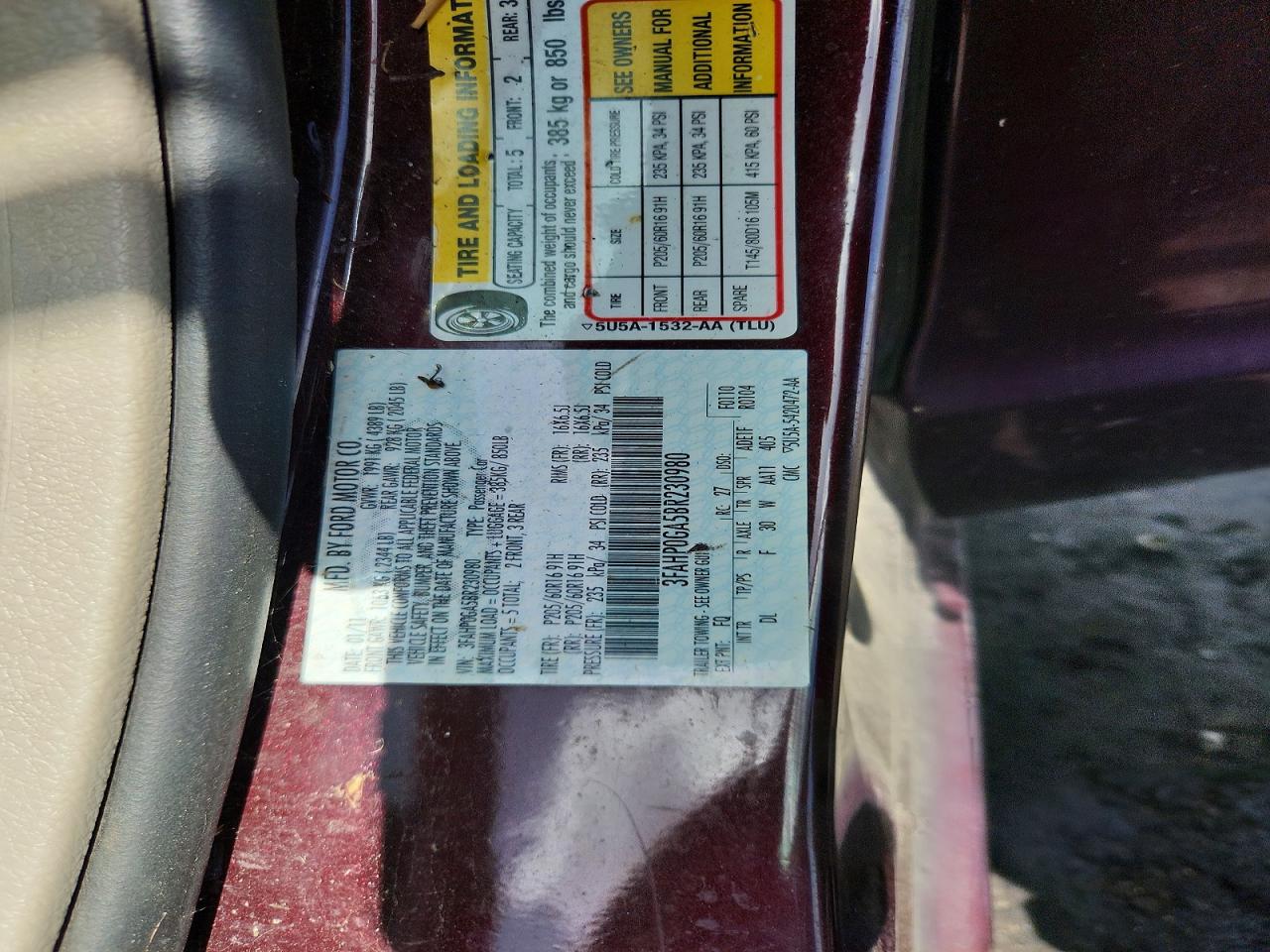 2011 Ford Fusion S Бордовый vin: 3FAHP0GA5BR230980