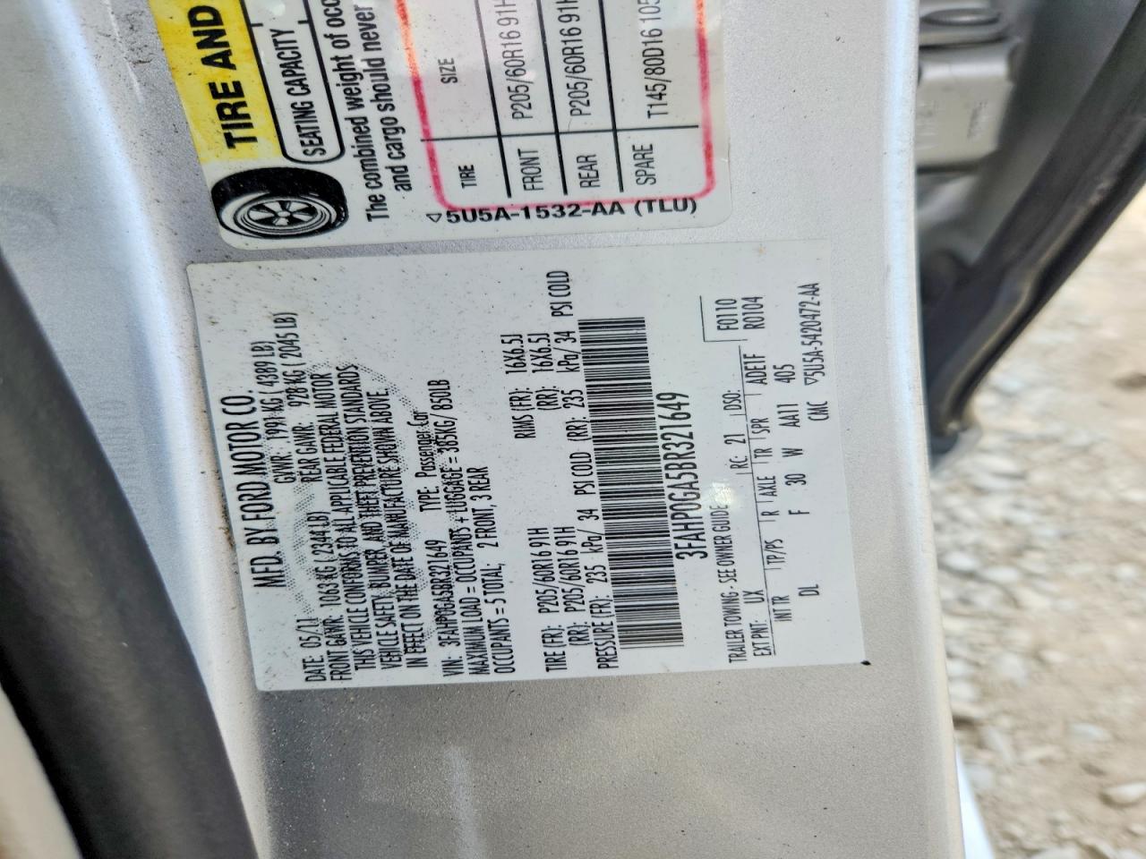 2011 Ford Fusion S Silver vin: 3FAHP0GA5BR321649