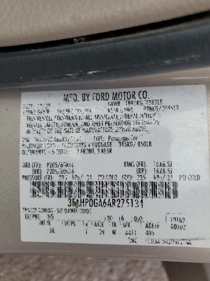 2010 Ford Fusion S Желто-коричневый vin: 3FAHP0GA6AR275134